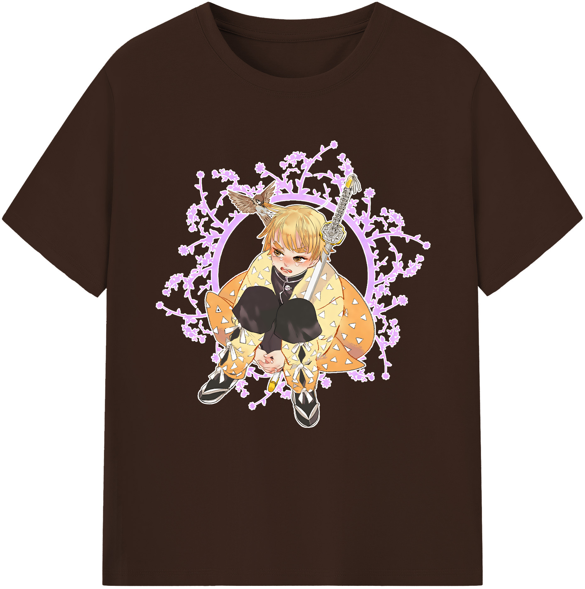 （画像用） 鬼滅の刃（きめつのやいば）我妻 善逸／あがつま ぜんいつ Agatsuma Zenitsu 綿100％半袖Tシャツ（フロントプリント）