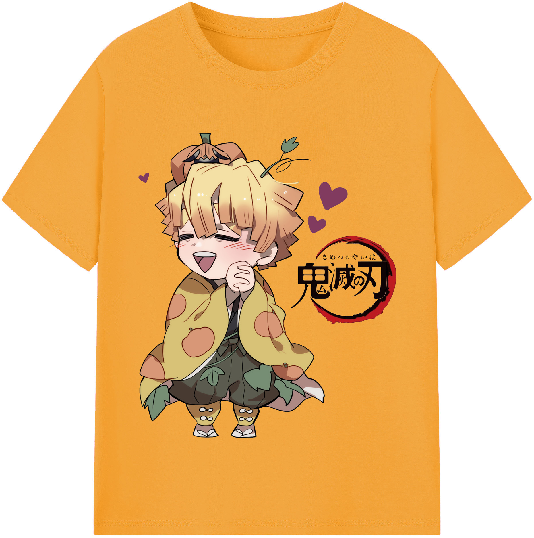 （画像用） 鬼滅の刃（きめつのやいば）我妻 善逸／あがつま ぜんいつ Agatsuma Zenitsu 綿100％半袖Tシャツ（フロントプリント）