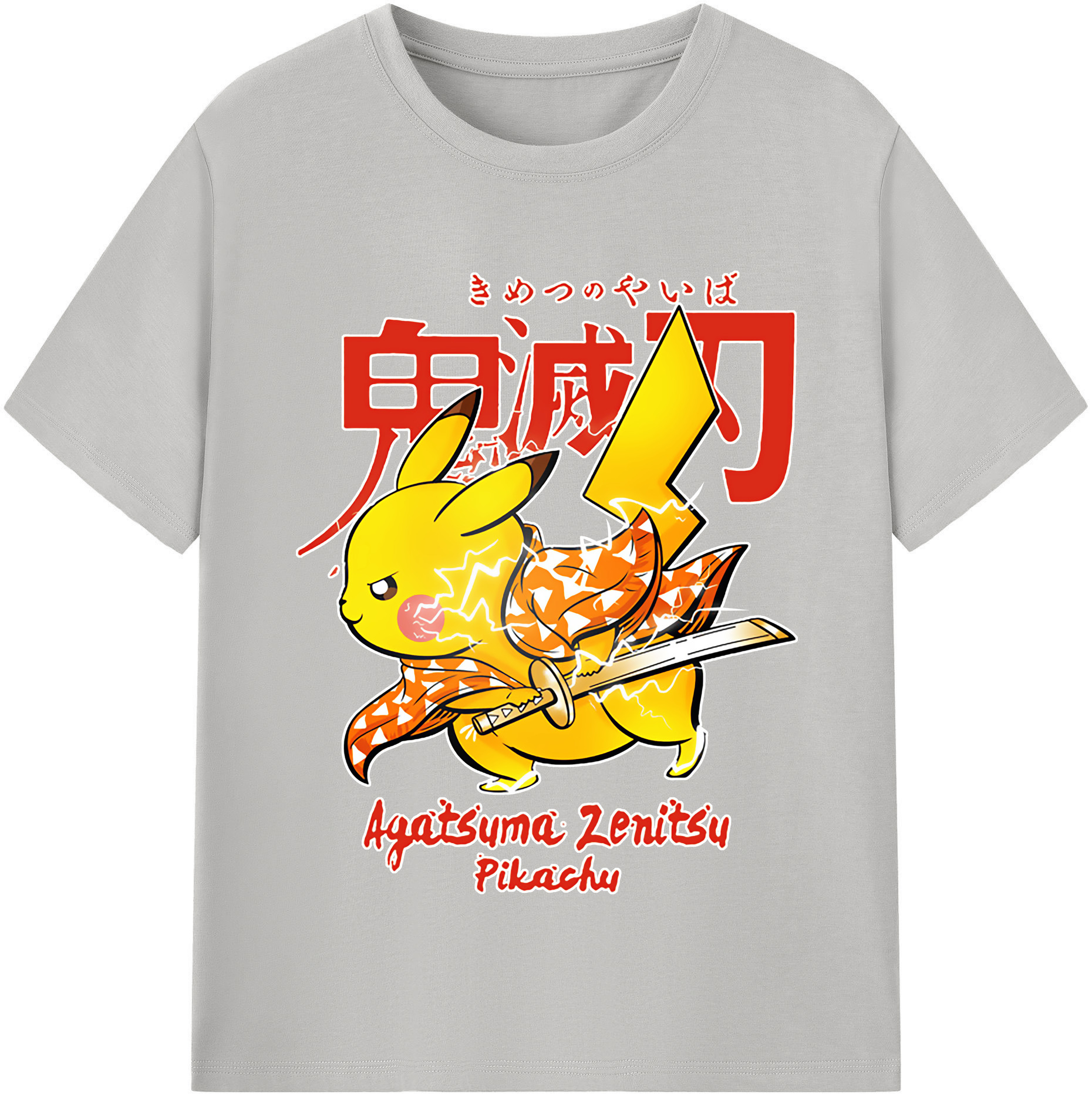 （画像用） 鬼滅の刃（きめつのやいば）我妻 善逸／あがつま ぜんいつ Agatsuma Zenitsu 綿100％半袖Tシャツ（フロントプリント）