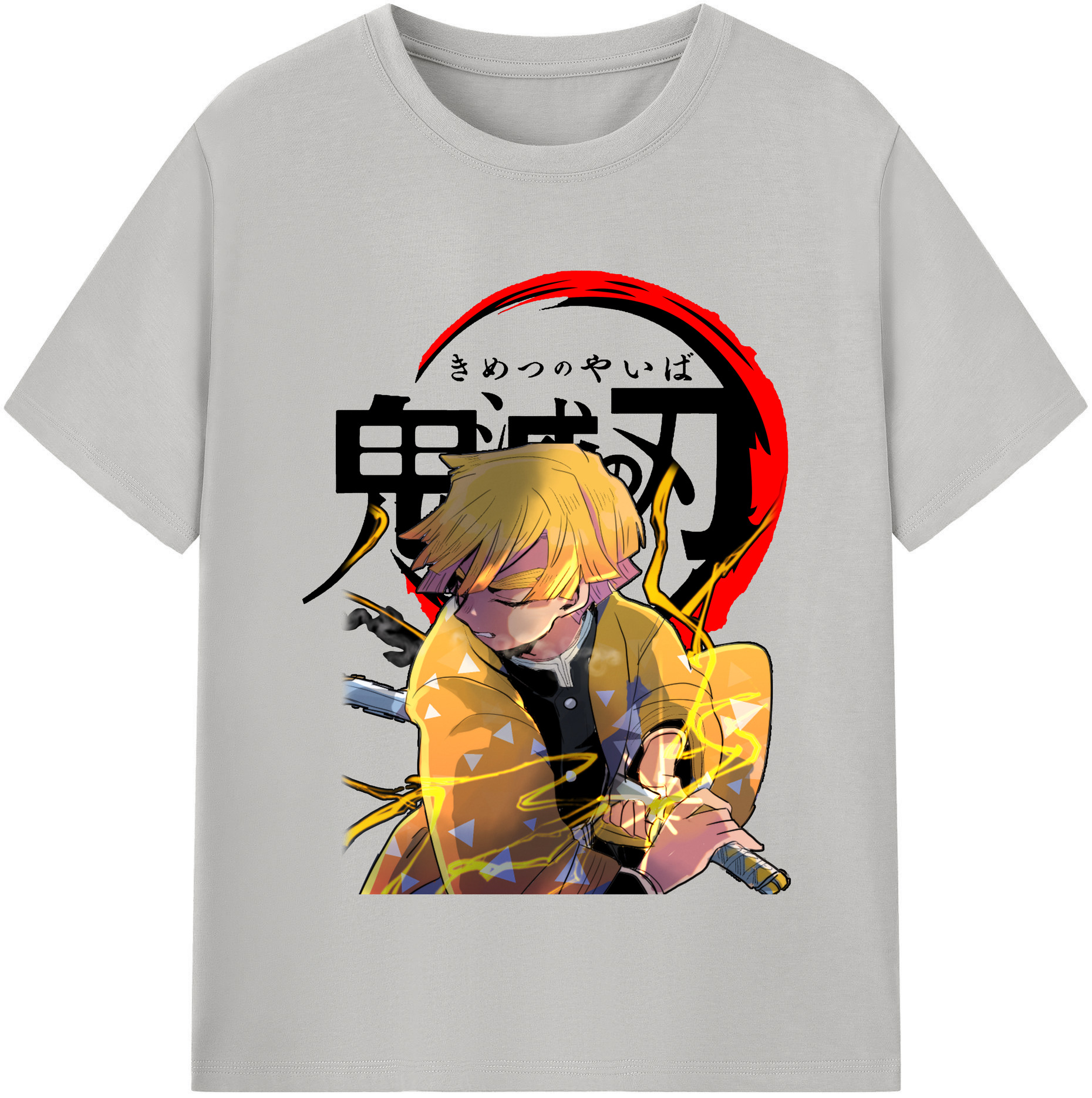（画像用） 鬼滅の刃（きめつのやいば）我妻 善逸／あがつま ぜんいつ Agatsuma Zenitsu 綿100％半袖Tシャツ（フロントプリント）