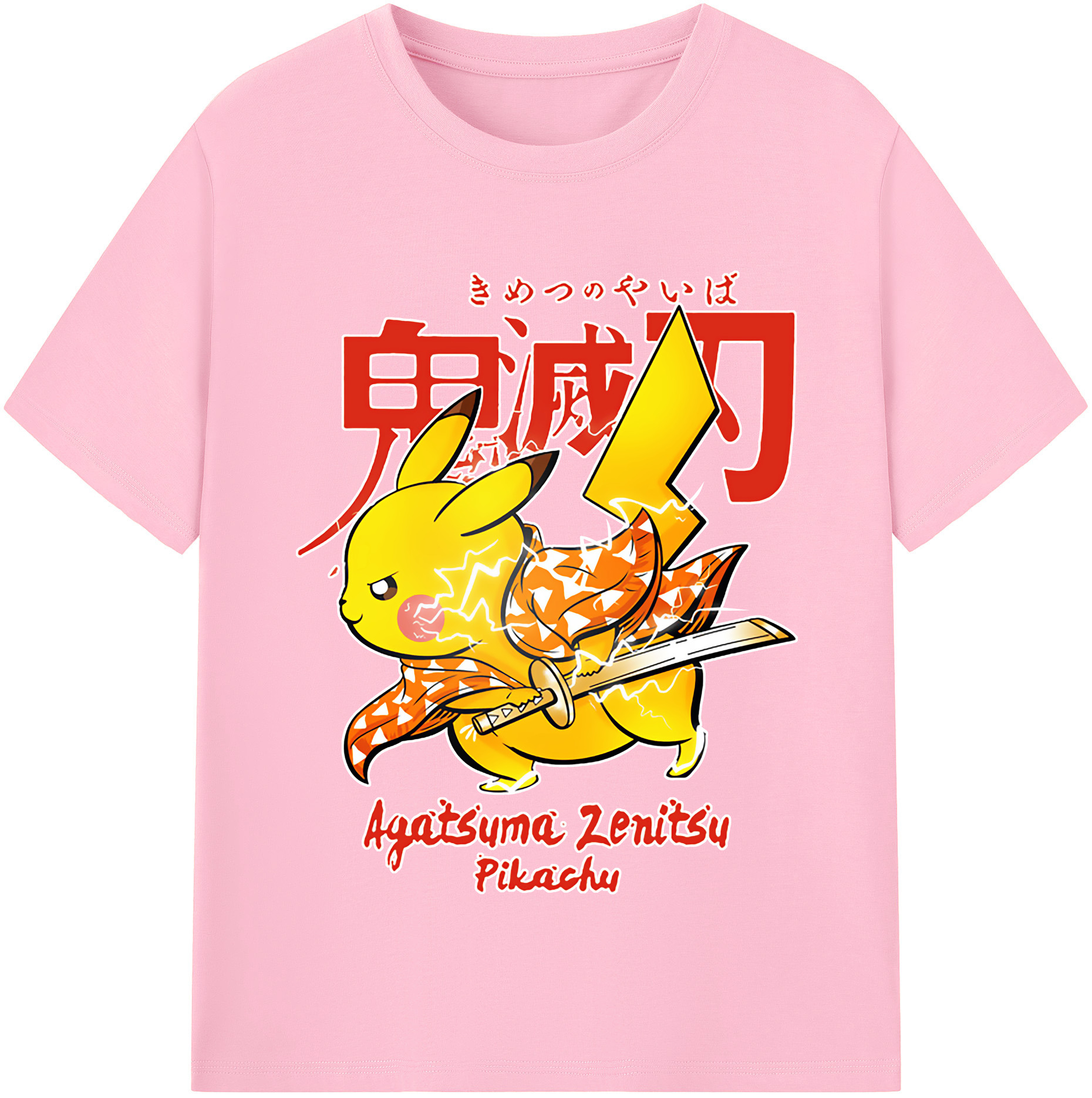 （画像用） 鬼滅の刃（きめつのやいば）我妻 善逸／あがつま ぜんいつ Agatsuma Zenitsu 綿100％半袖Tシャツ（フロントプリント）