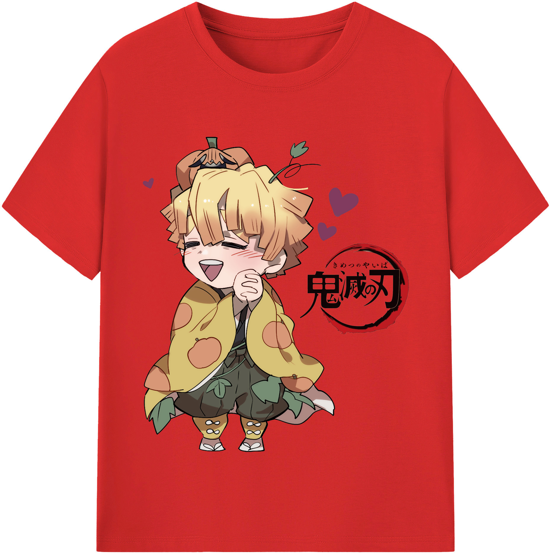 （画像用） 鬼滅の刃（きめつのやいば）我妻 善逸／あがつま ぜんいつ Agatsuma Zenitsu 綿100％半袖Tシャツ（フロントプリント）