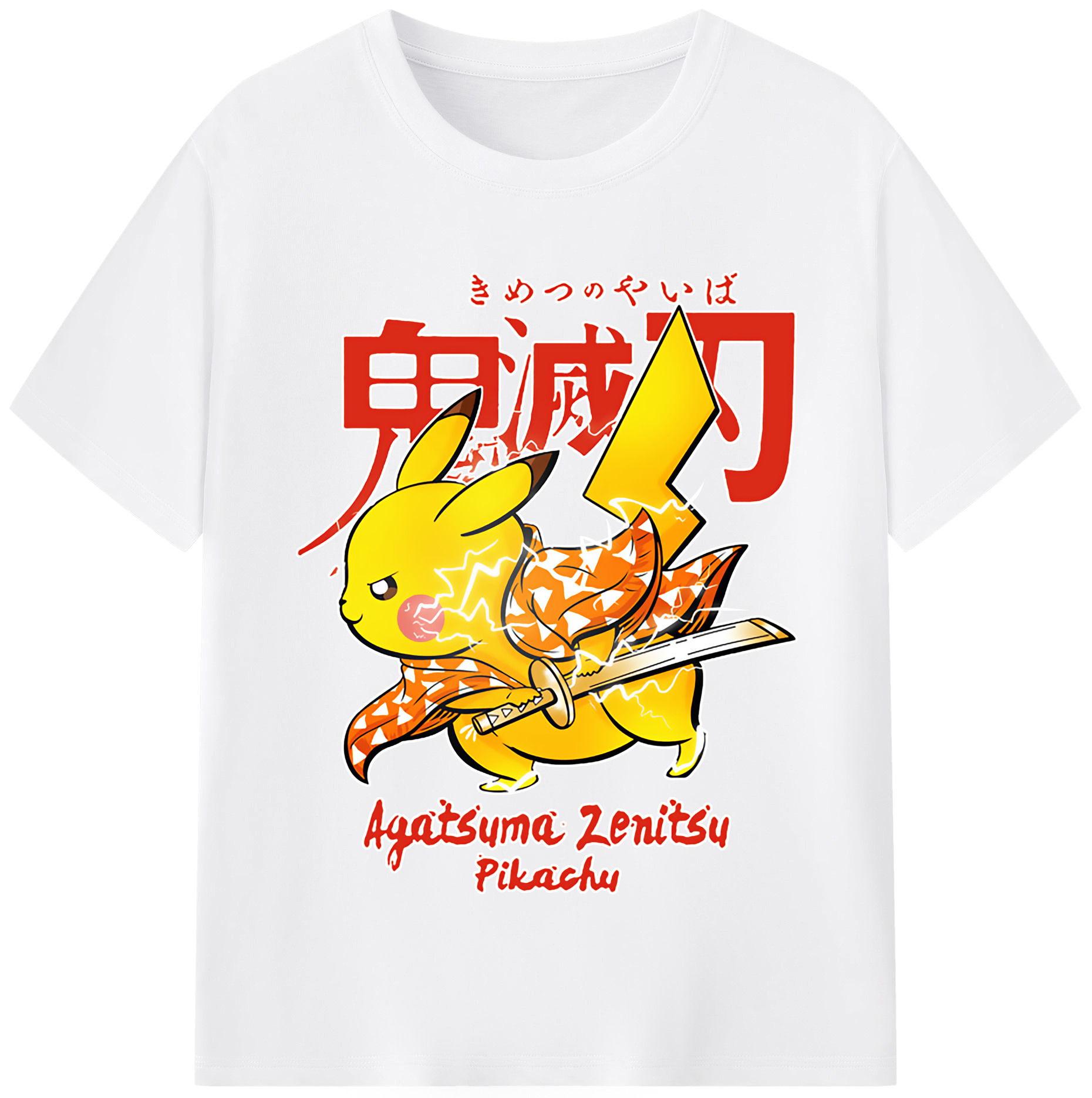 （画像用） 鬼滅の刃（きめつのやいば）我妻 善逸／あがつま ぜんいつ Agatsuma Zenitsu 綿100％半袖Tシャツ（フロントプリント）
