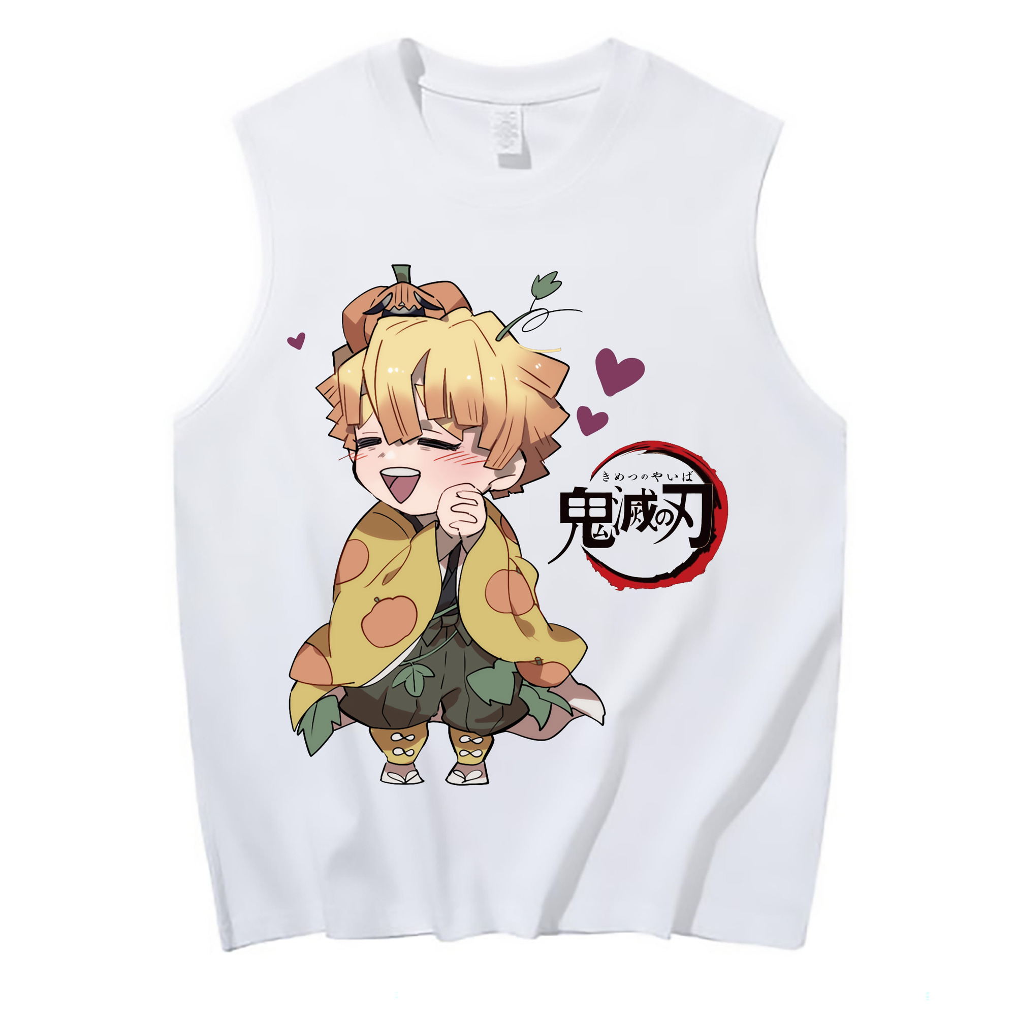 （画像用） 鬼滅の刃（きめつのやいば）我妻 善逸／あがつま ぜんいつ Agatsuma Zenitsu コットン100％タンクトップ（フロントプリント）