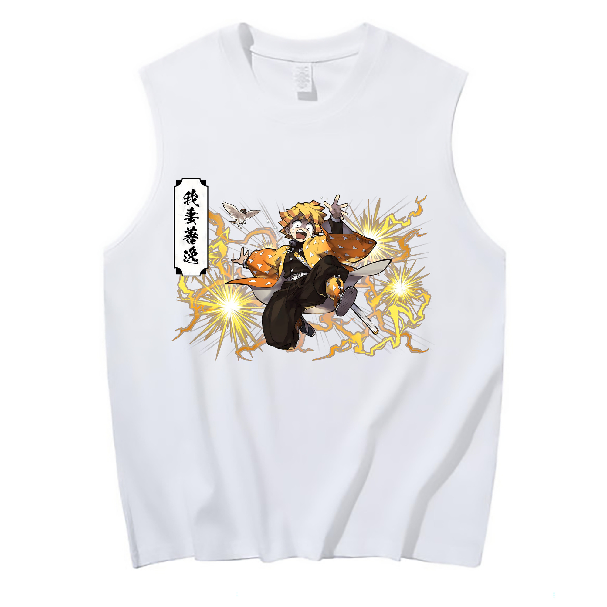（画像用） 鬼滅の刃（きめつのやいば）我妻 善逸／あがつま ぜんいつ Agatsuma Zenitsu コットン100％タンクトップ（フロントプリント）