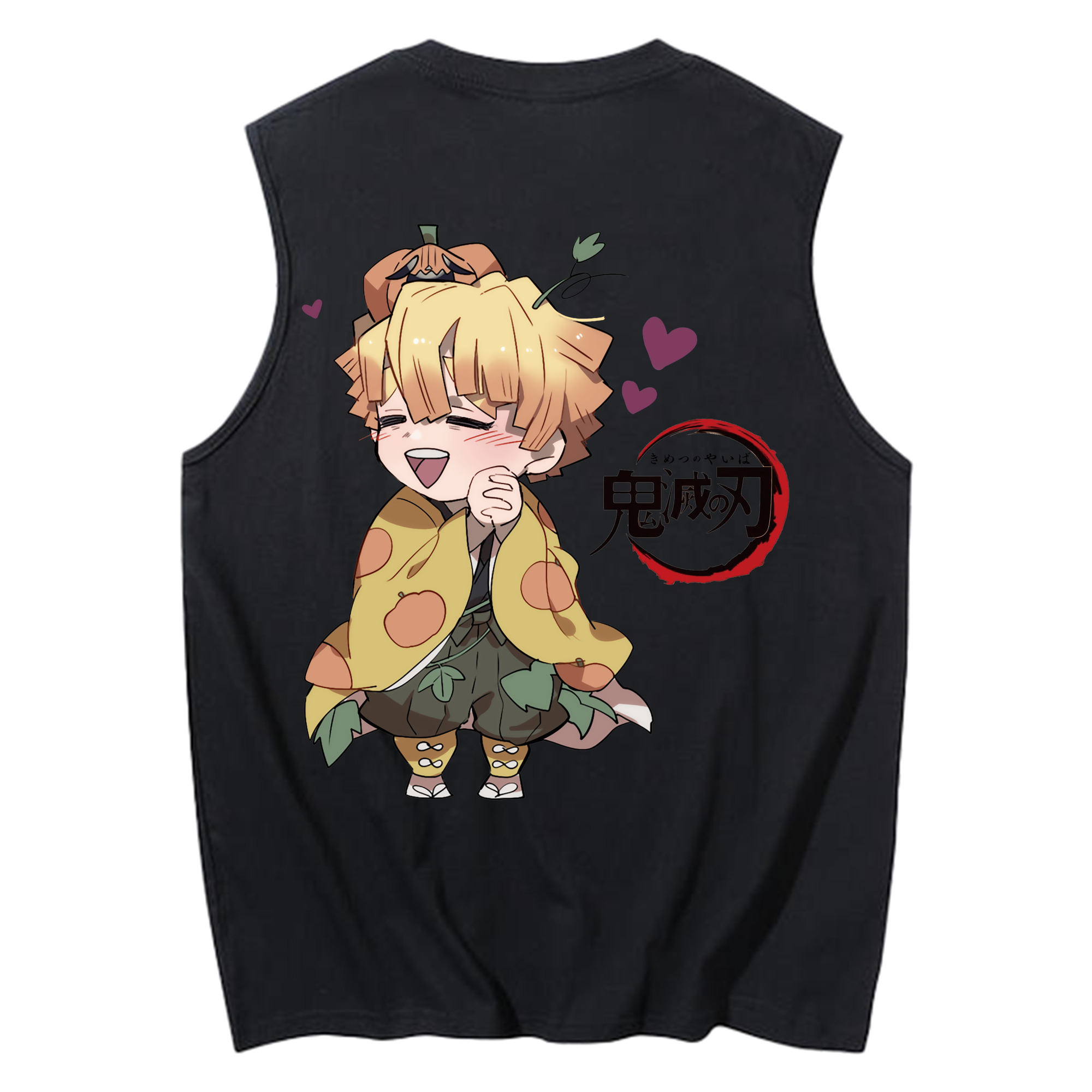 （画像用） 鬼滅の刃（きめつのやいば）我妻 善逸／あがつま ぜんいつ Agatsuma Zenitsu コットン100％タンクトップ（背面プリント）