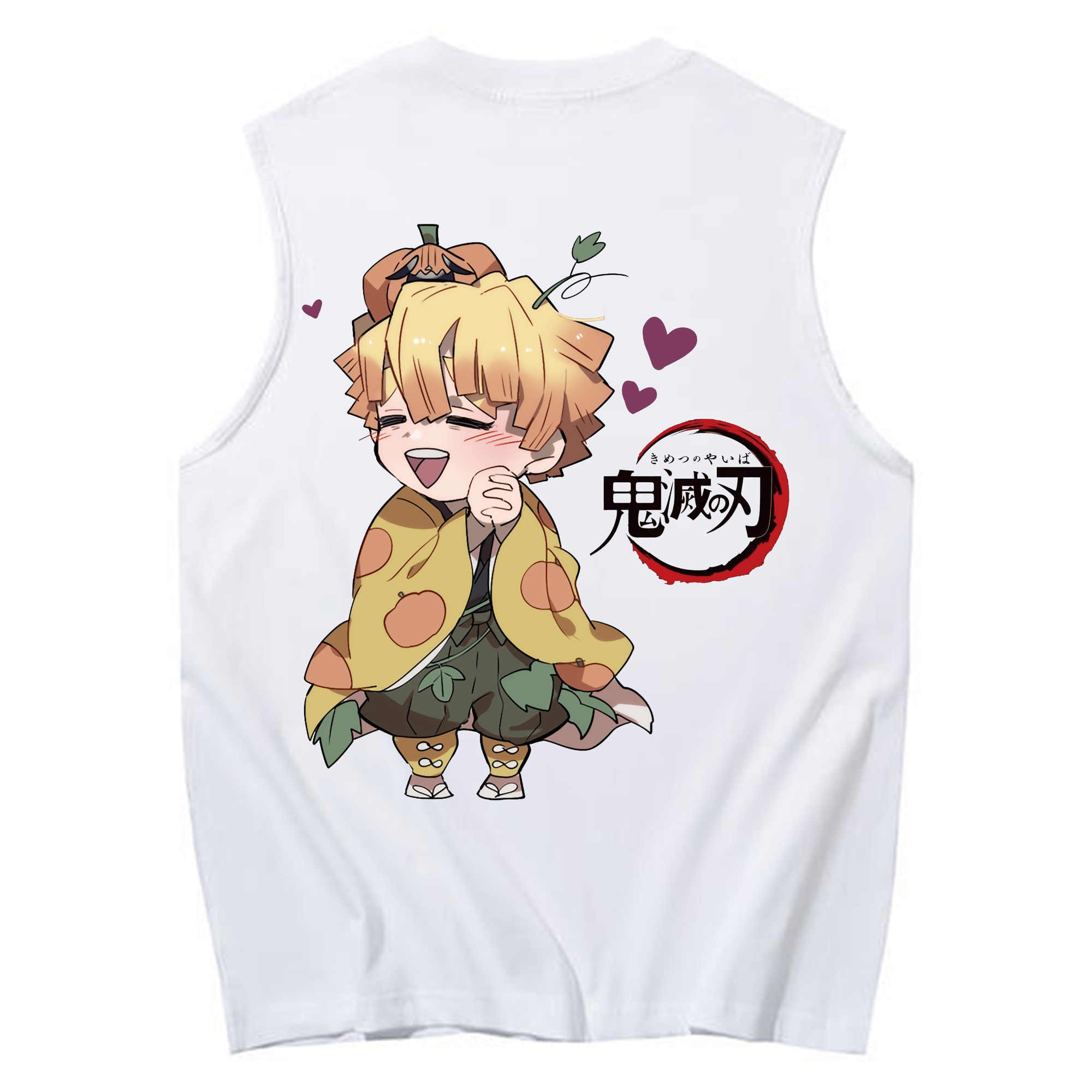 （画像用） 鬼滅の刃（きめつのやいば）我妻 善逸／あがつま ぜんいつ Agatsuma Zenitsu コットン100％タンクトップ（背面プリント）