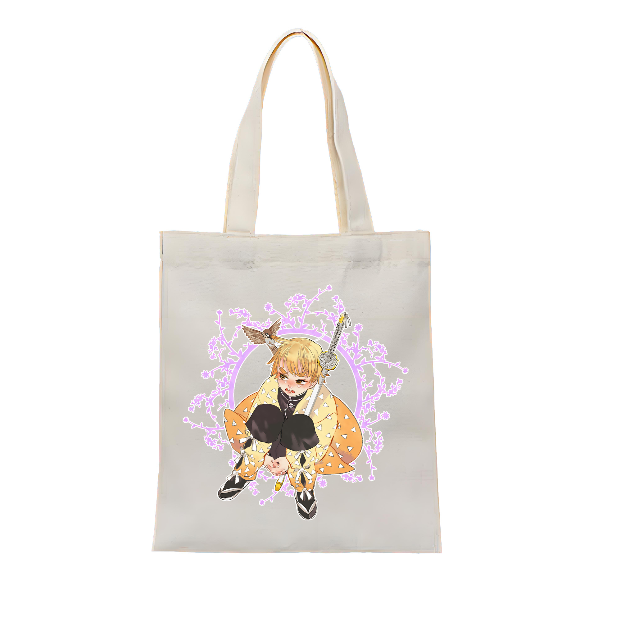 （画像用） 鬼滅の刃（きめつのやいば）我妻 善逸／あがつま ぜんいつ Agatsuma Zenitsu 縦型キャンバス生地手提げバッグ　トートバッグ