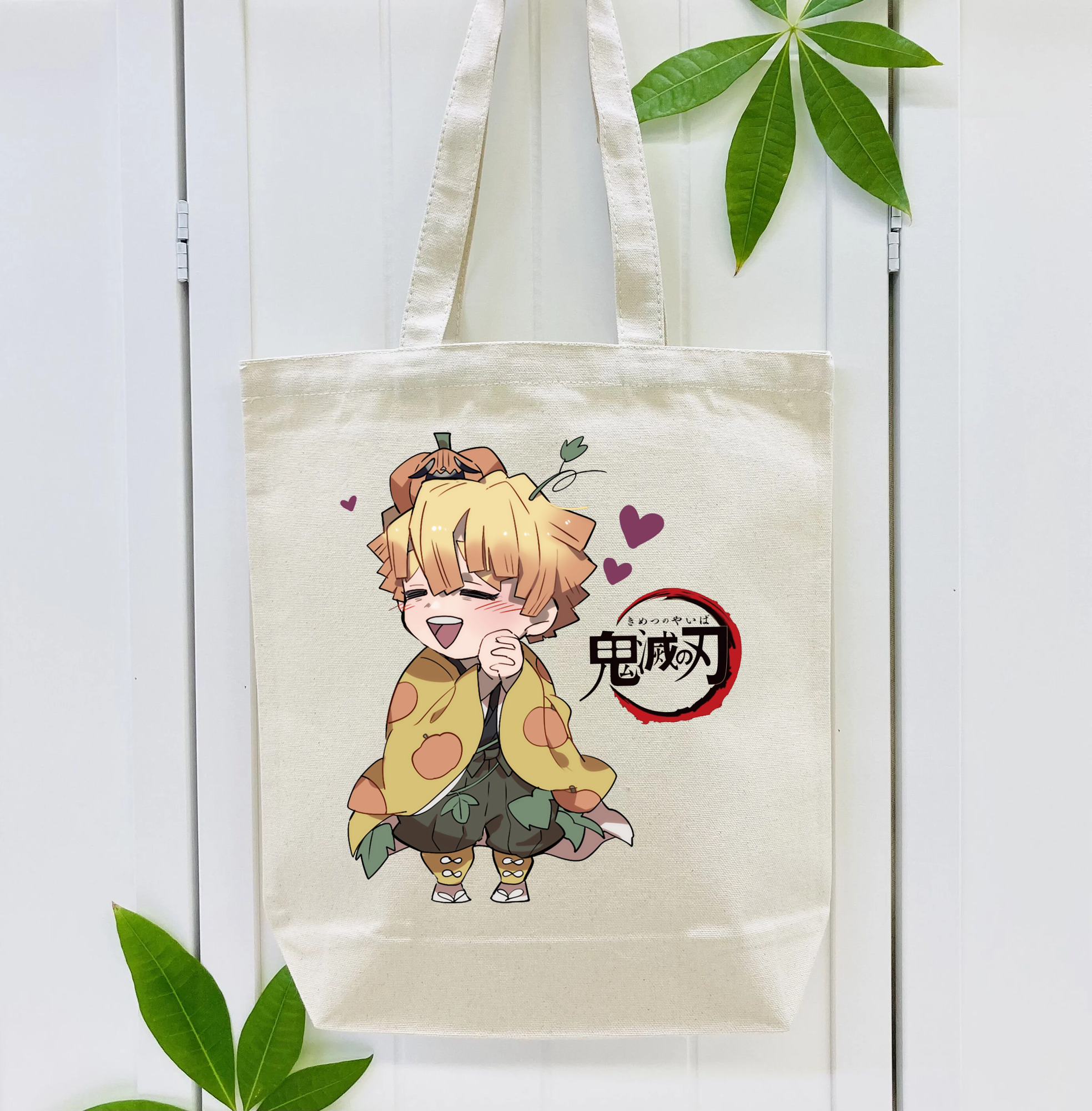 鬼滅の刃（きめつのやいば）我妻 善逸／あがつま ぜんいつ Agatsuma Zenitsu 縦型キャンバス生地手提げバッグ　トートバッグ