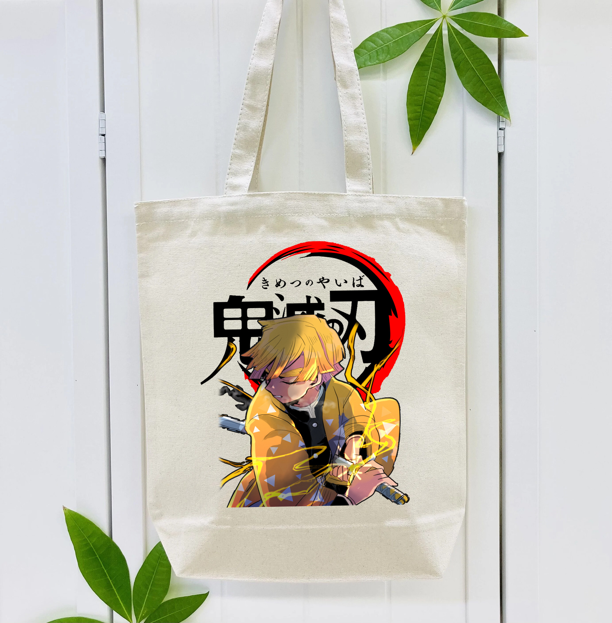 鬼滅の刃（きめつのやいば）我妻 善逸／あがつま ぜんいつ Agatsuma Zenitsu 縦型キャンバス生地手提げバッグ　トートバッグ