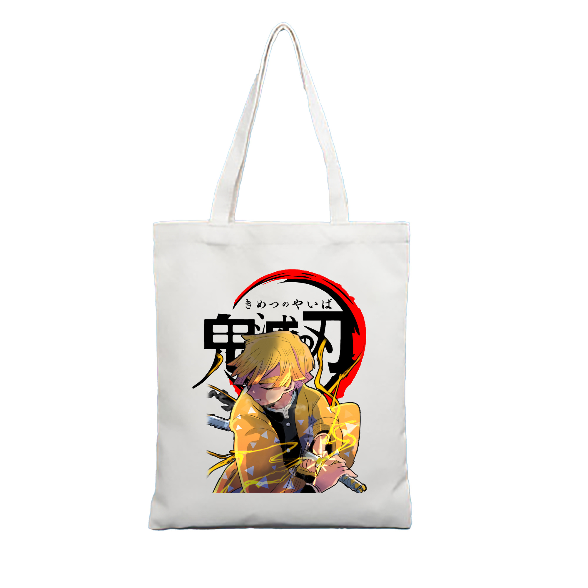 （画像用） 鬼滅の刃（きめつのやいば）我妻 善逸／あがつま ぜんいつ Agatsuma Zenitsu 縦型キャンバス生地手提げバッグ　トートバッグ