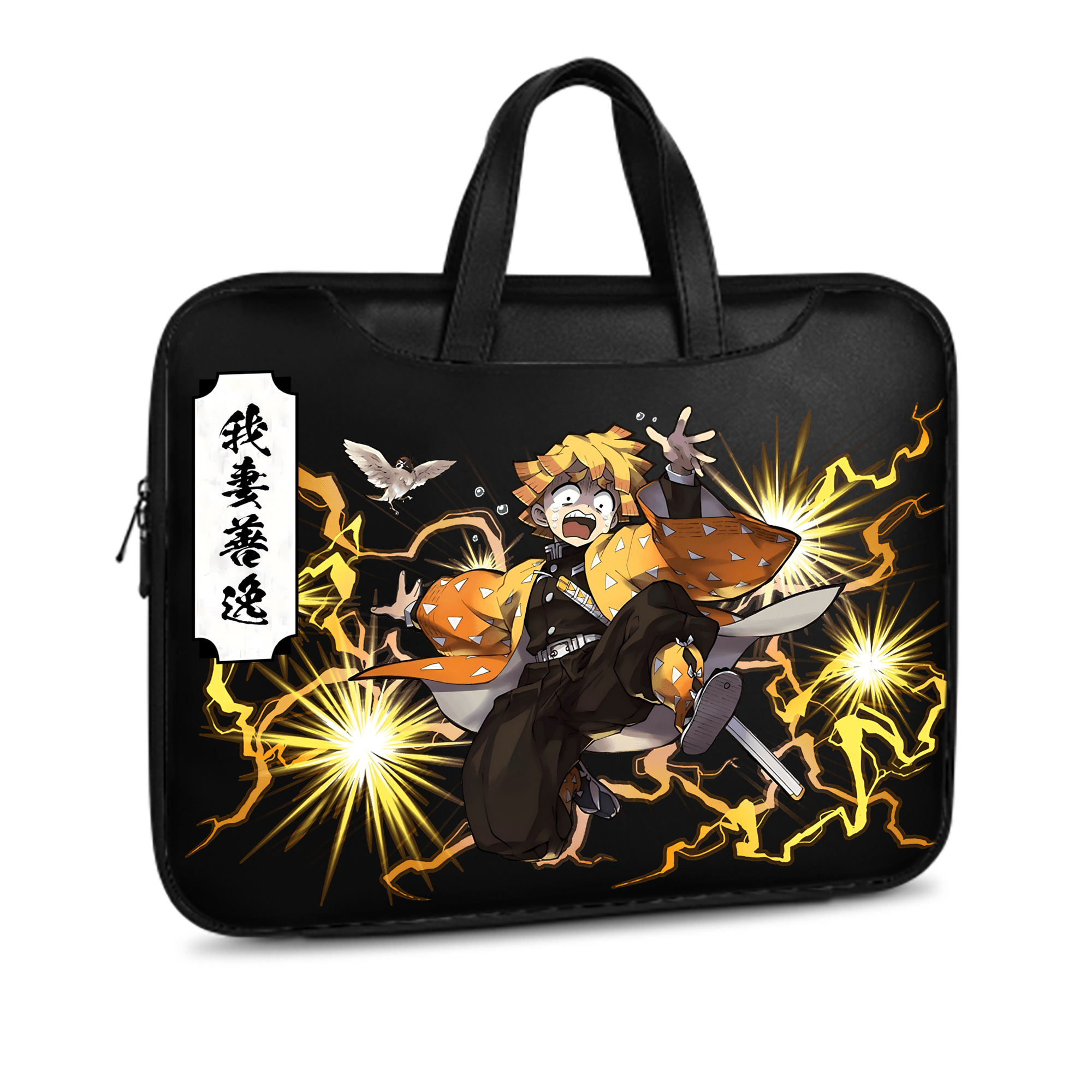 （画像用） 鬼滅の刃（きめつのやいば）我妻 善逸／あがつま ぜんいつ Agatsuma Zenitsu レザーラップトップバッグ　ノートパソコンケース