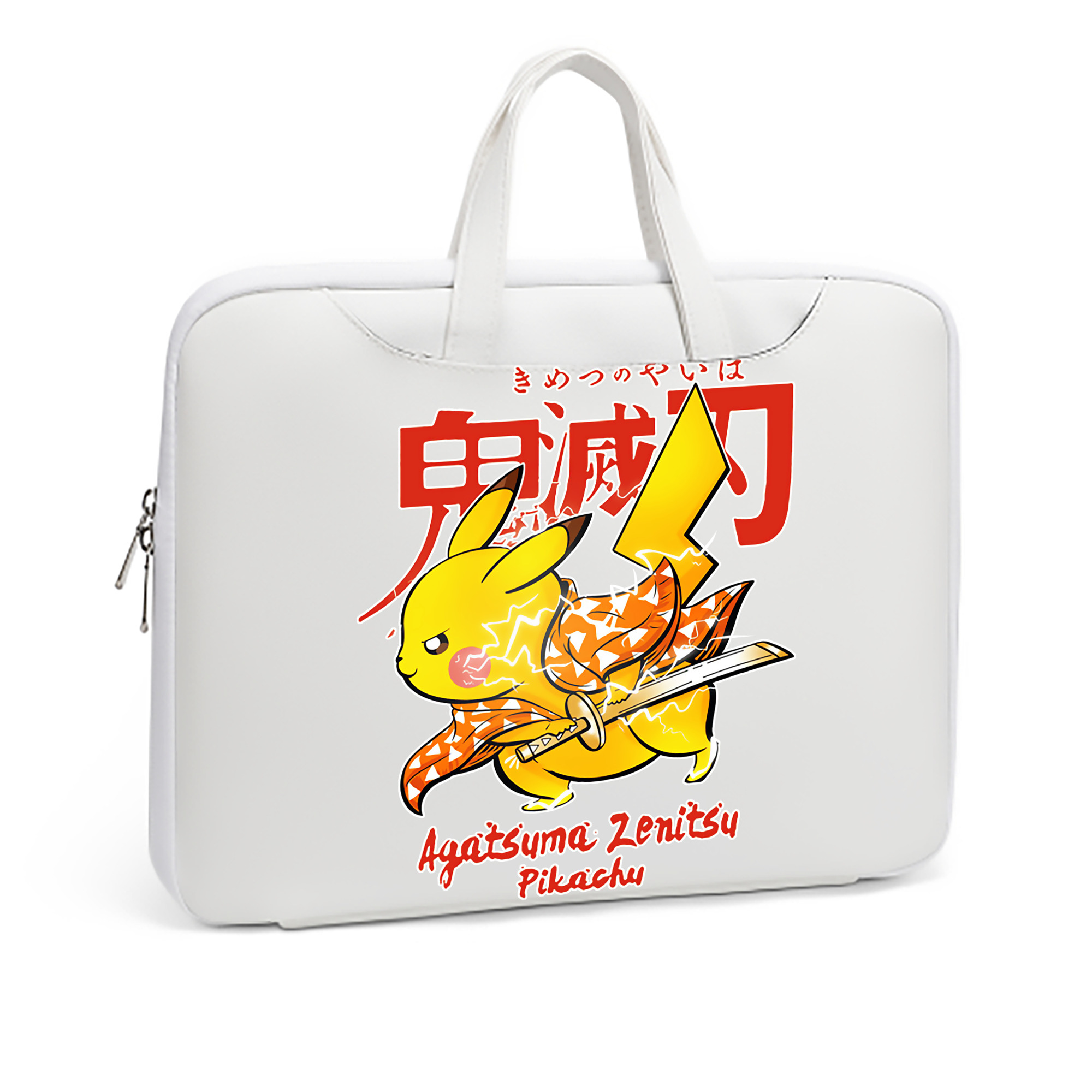 （画像用） 鬼滅の刃（きめつのやいば）我妻 善逸／あがつま ぜんいつ Agatsuma Zenitsu レザーラップトップバッグ　ノートパソコンケース