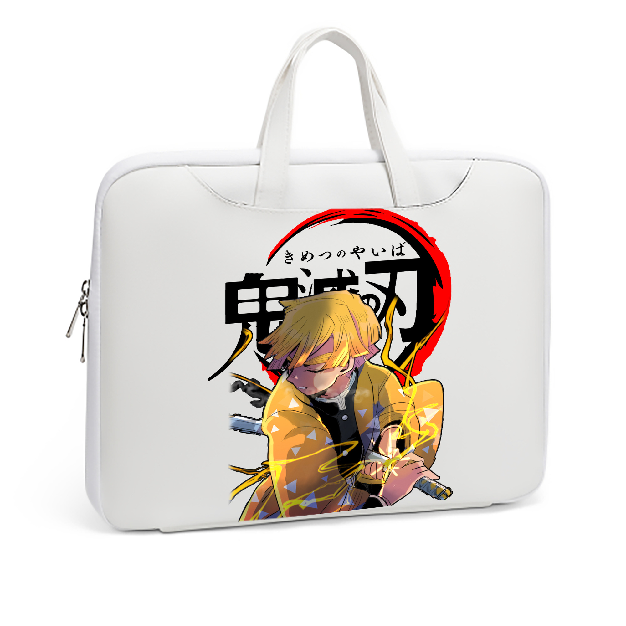 （画像用） 鬼滅の刃（きめつのやいば）我妻 善逸／あがつま ぜんいつ Agatsuma Zenitsu レザーラップトップバッグ　ノートパソコンケース