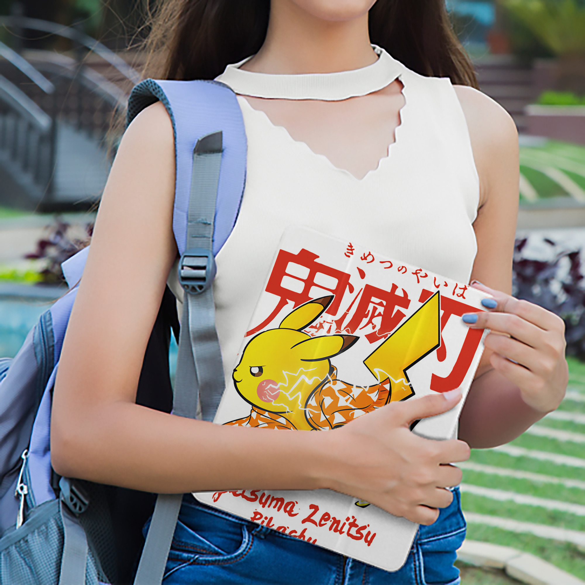 鬼滅の刃（きめつのやいば）我妻 善逸／あがつま ぜんいつ Agatsuma Zenitsu IPad ケース ペン収納付き 三つ折りスタンド PUレザー×シリコン 対応機種9.5/10.5/10.9インチ