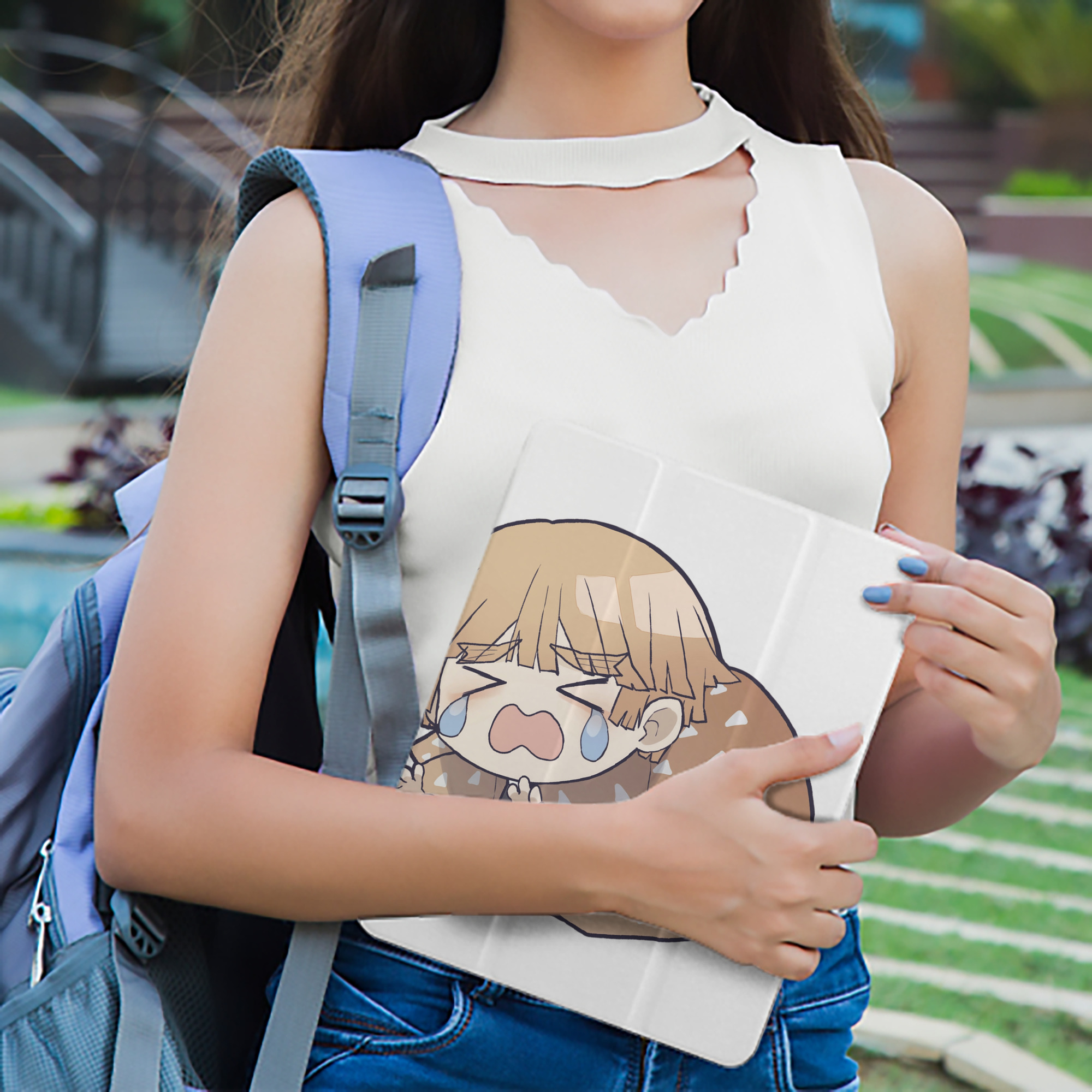 鬼滅の刃（きめつのやいば）我妻 善逸／あがつま ぜんいつ Agatsuma Zenitsu IPad ケース ペン収納付き 三つ折りスタンド PUレザー×シリコン 対応機種9.5/10.5/10.9インチ