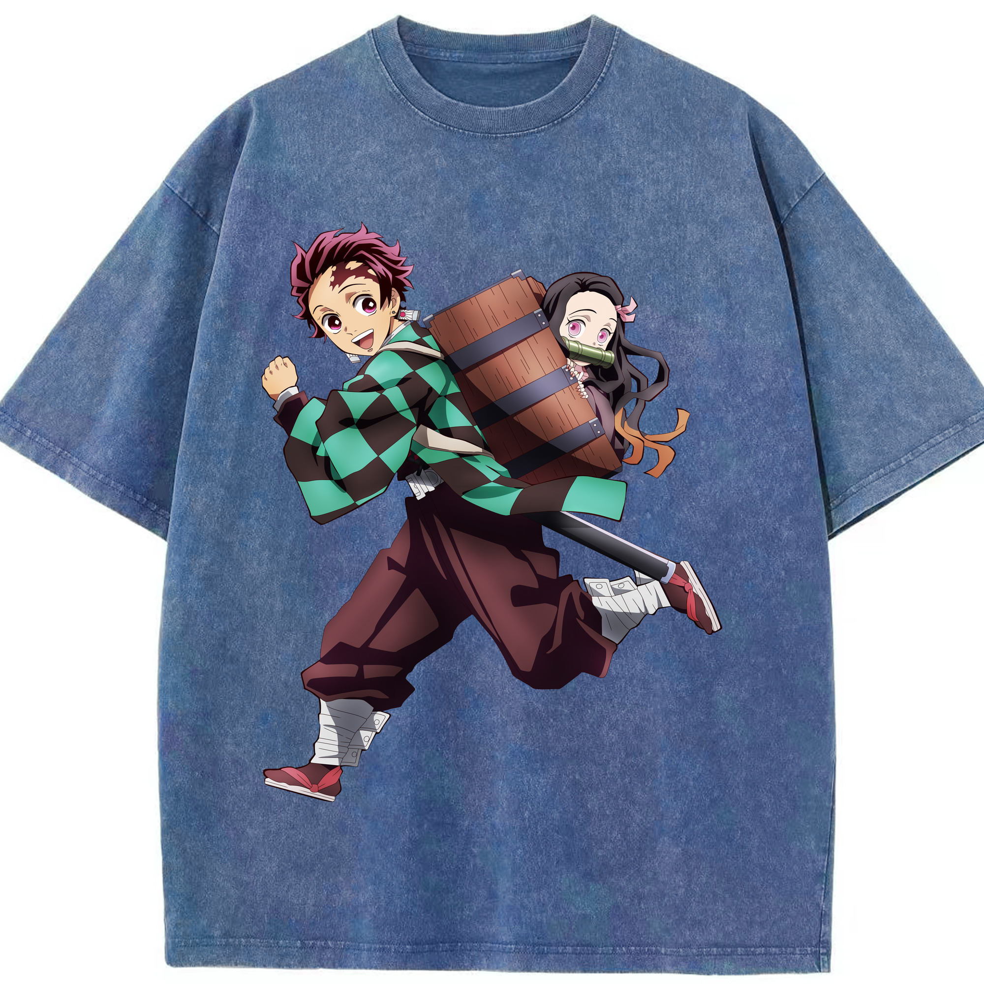 （画像用） 鬼滅の刃 竈門 炭治郎／かまど たんじろう Kamado Tanjirou 綿100% ヴィンテージ風 半袖Tシャツ（フロントプリント）