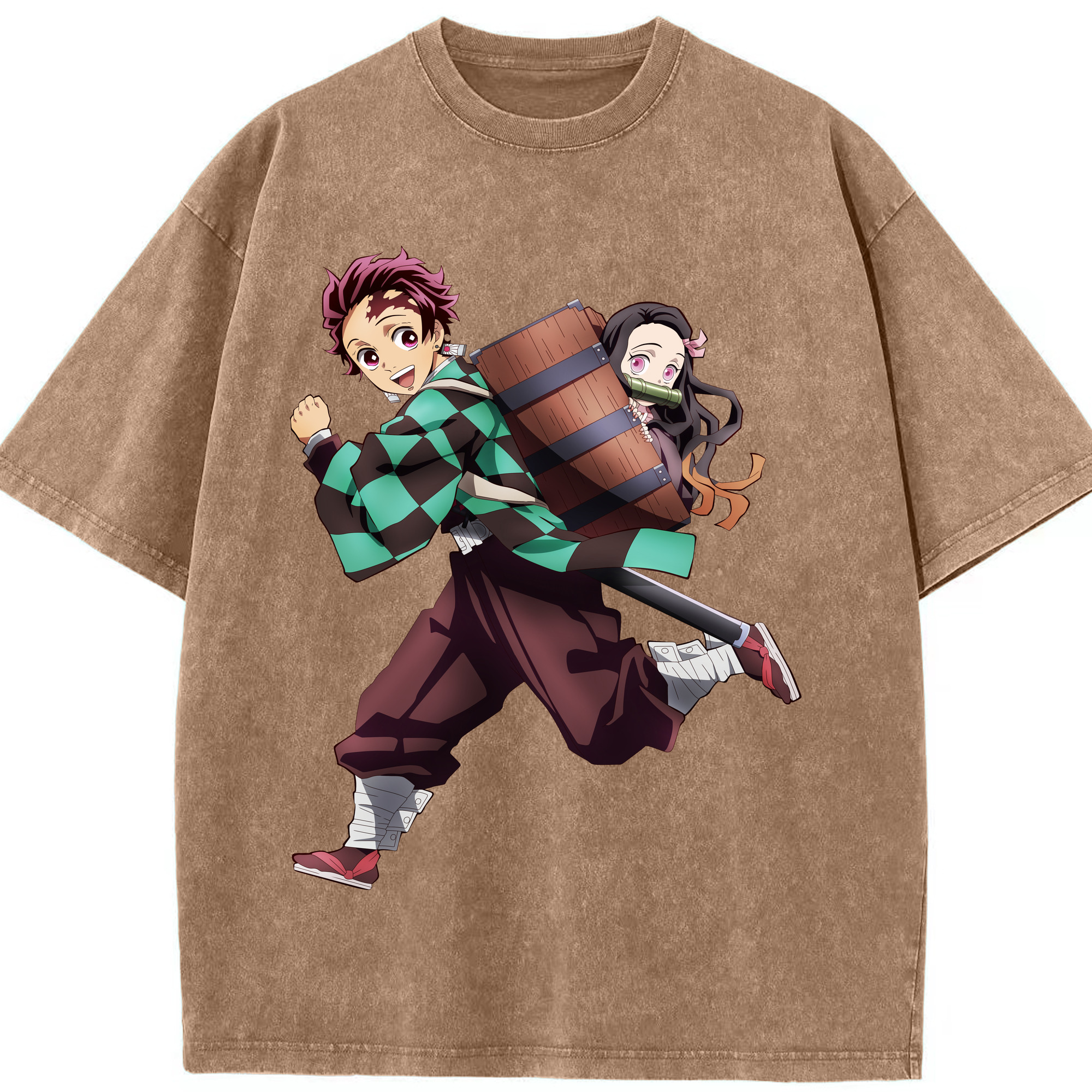 （画像用） 鬼滅の刃 竈門 炭治郎／かまど たんじろう Kamado Tanjirou 綿100% ヴィンテージ風 半袖Tシャツ（フロントプリント）