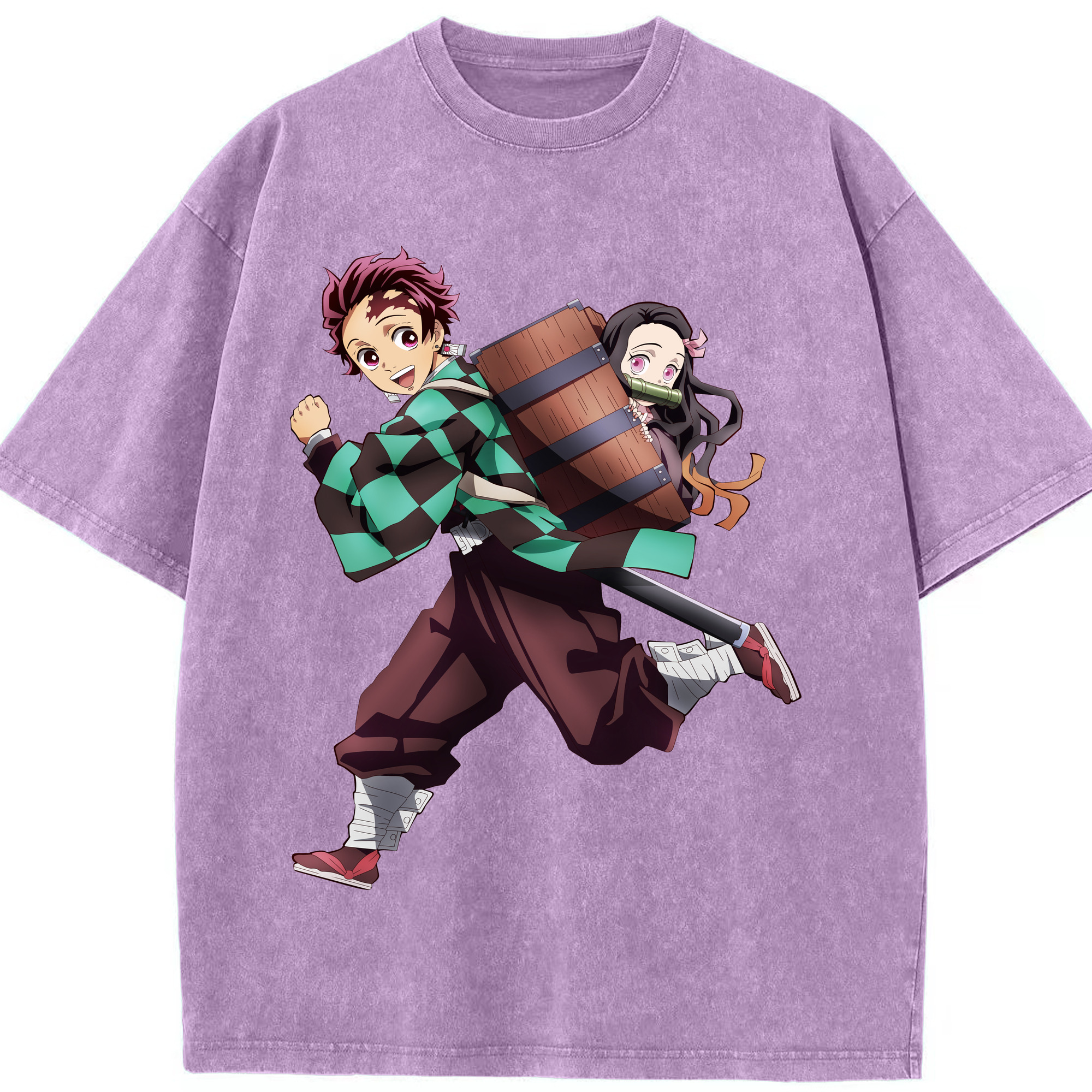 （画像用） 鬼滅の刃 竈門 炭治郎／かまど たんじろう Kamado Tanjirou 綿100% ヴィンテージ風 半袖Tシャツ（フロントプリント）