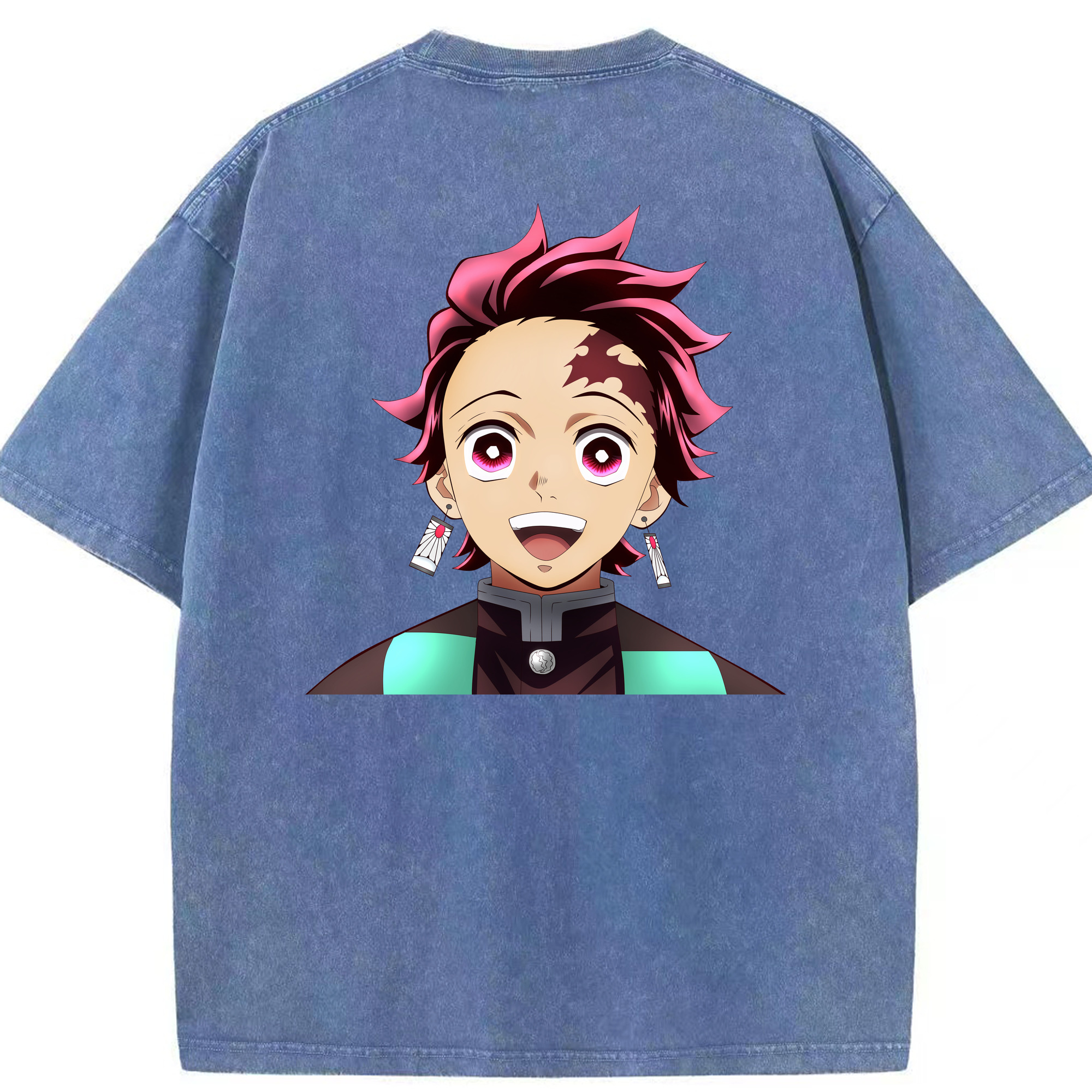 （画像用） 鬼滅の刃 竈門 炭治郎／かまど たんじろう Kamado Tanjirou 綿100% ヴィンテージ風 半袖Tシャツ（背面プリント）