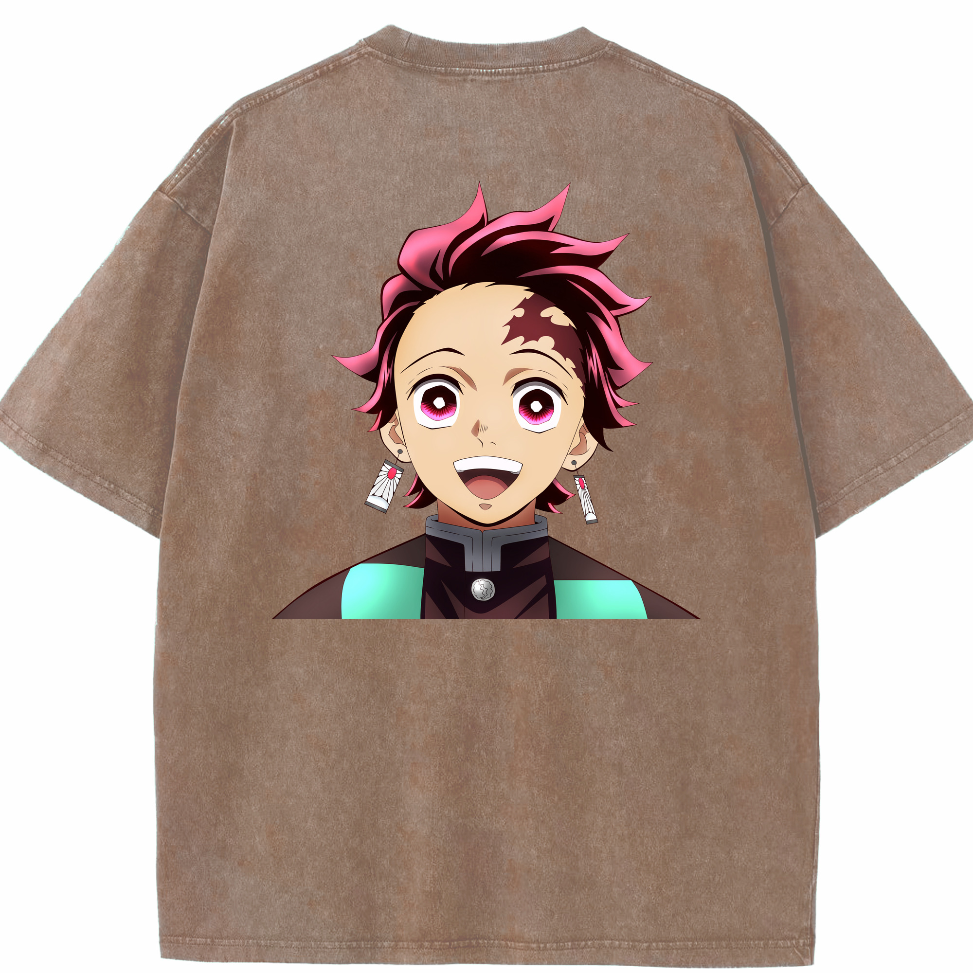 （画像用） 鬼滅の刃 竈門 炭治郎／かまど たんじろう Kamado Tanjirou 綿100% ヴィンテージ風 半袖Tシャツ（背面プリント）