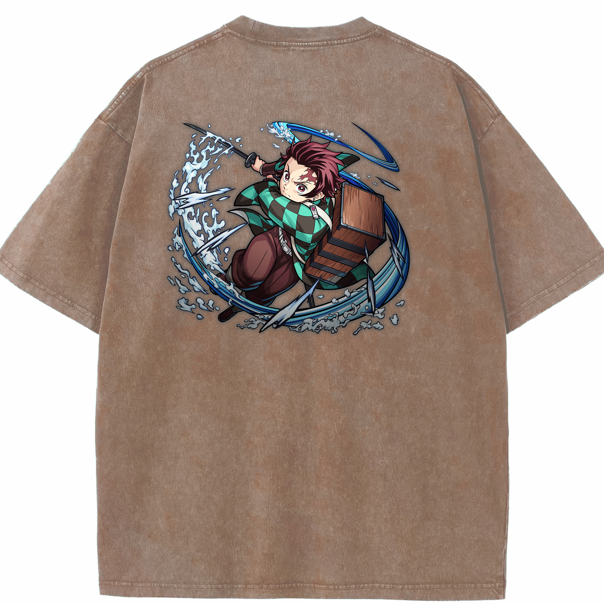 （画像用） 鬼滅の刃 竈門 炭治郎／かまど たんじろう Kamado Tanjirou 綿100% ヴィンテージ風 半袖Tシャツ（背面プリント）