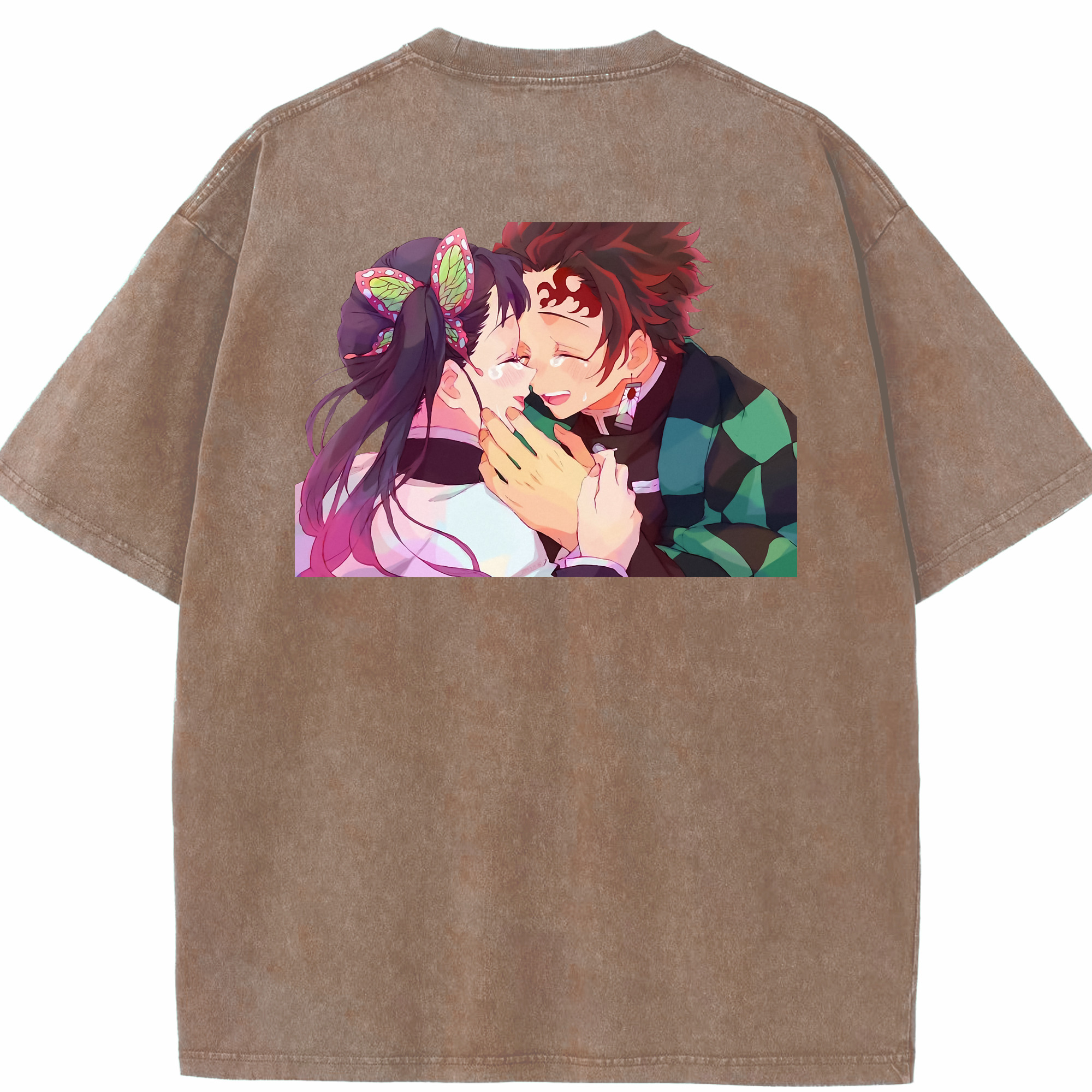 （画像用） 鬼滅の刃 竈門 炭治郎／かまど たんじろう Kamado Tanjirou 綿100% ヴィンテージ風 半袖Tシャツ（背面プリント）