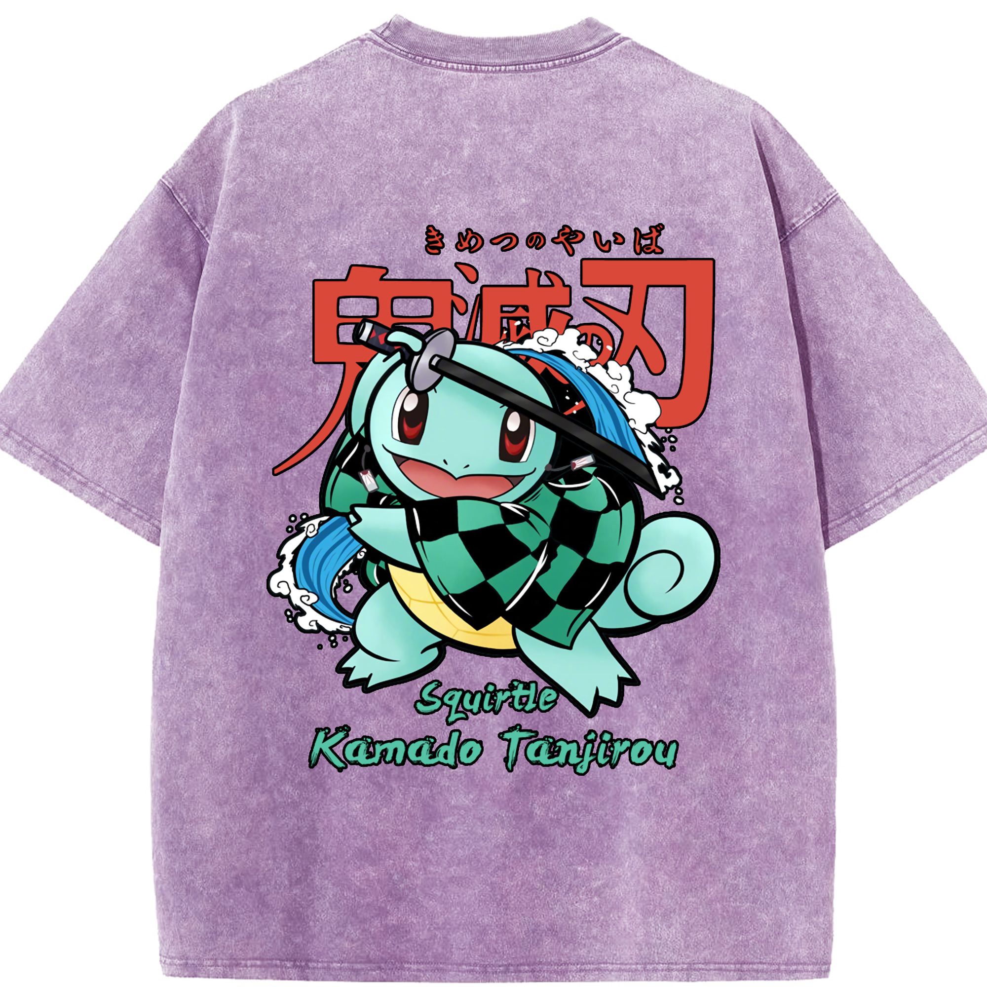 （画像用） 鬼滅の刃 竈門 炭治郎／かまど たんじろう Kamado Tanjirou 綿100% ヴィンテージ風 半袖Tシャツ（背面プリント）