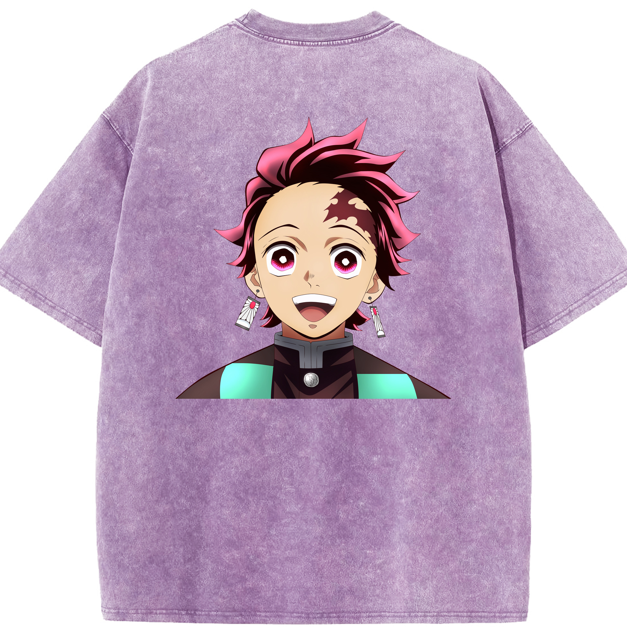 （画像用） 鬼滅の刃 竈門 炭治郎／かまど たんじろう Kamado Tanjirou 綿100% ヴィンテージ風 半袖Tシャツ（背面プリント）