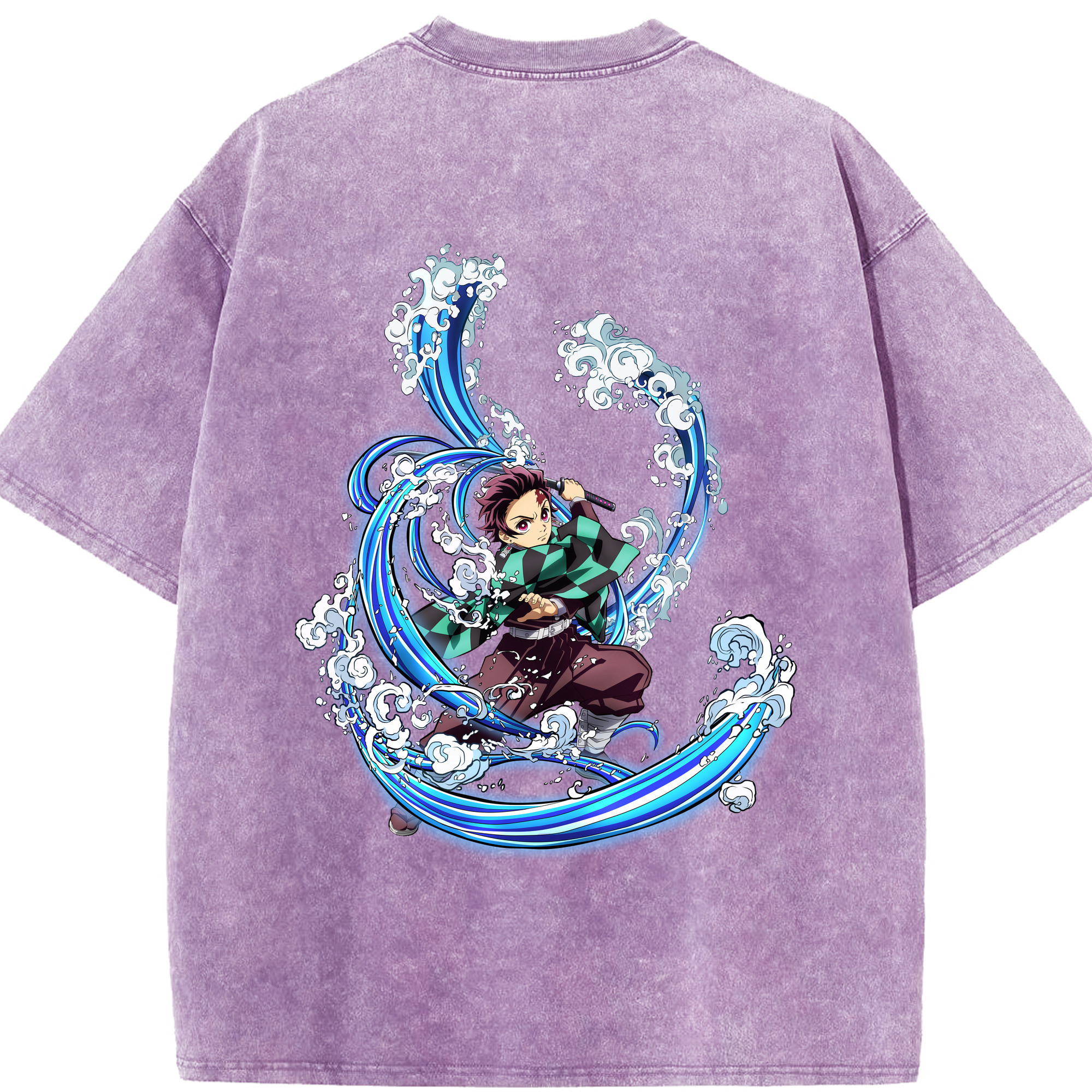 （画像用） 鬼滅の刃 竈門 炭治郎／かまど たんじろう Kamado Tanjirou 綿100% ヴィンテージ風 半袖Tシャツ（背面プリント）