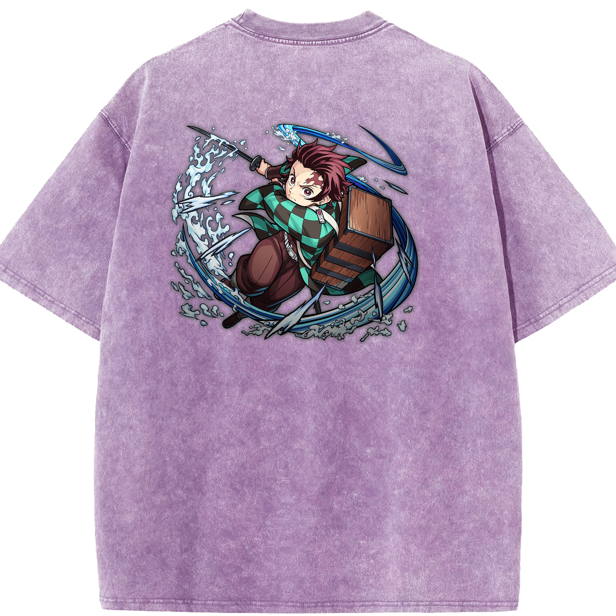 （画像用） 鬼滅の刃 竈門 炭治郎／かまど たんじろう Kamado Tanjirou 綿100% ヴィンテージ風 半袖Tシャツ（背面プリント）