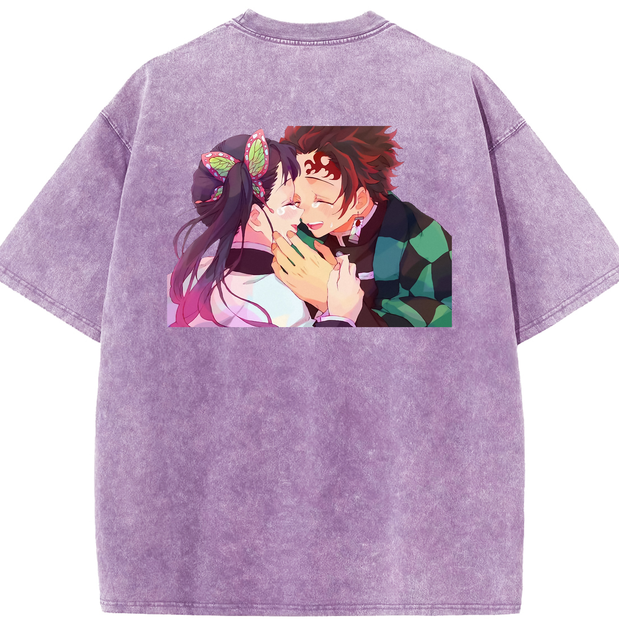 （画像用） 鬼滅の刃 竈門 炭治郎／かまど たんじろう Kamado Tanjirou 綿100% ヴィンテージ風 半袖Tシャツ（背面プリント）