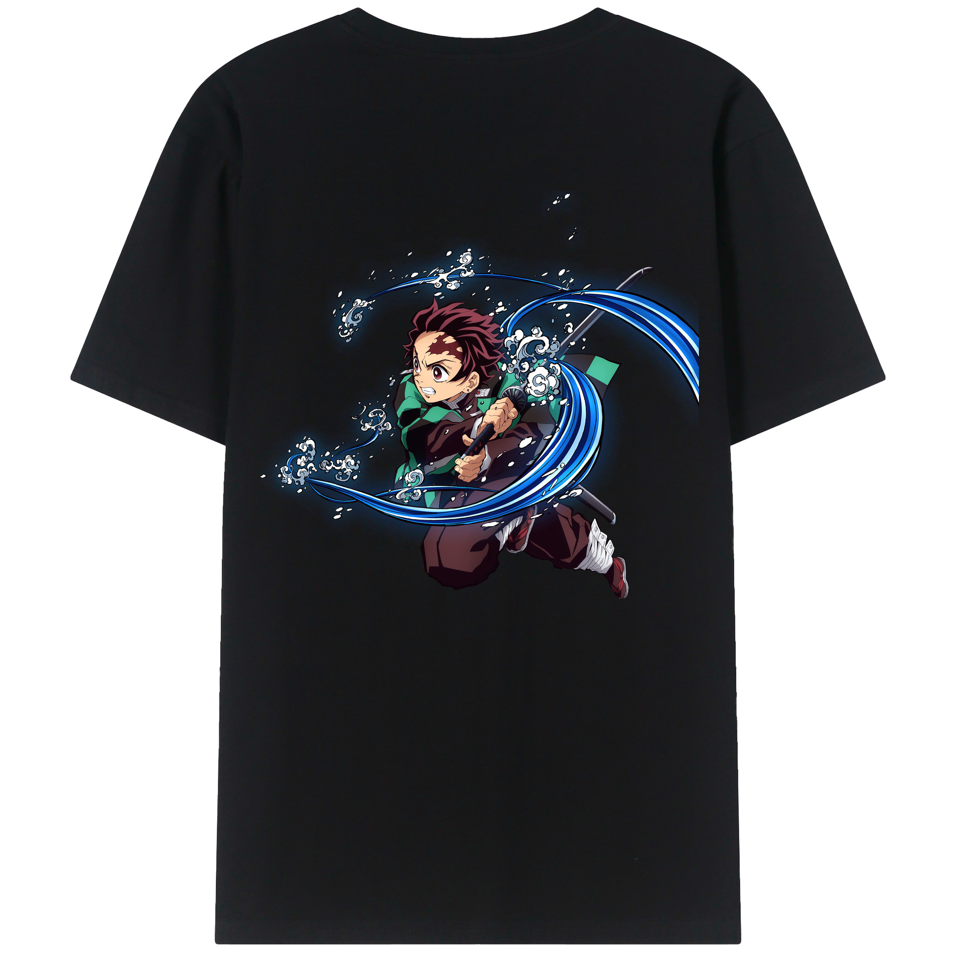 （画像用） 鬼滅の刃 竈門 炭治郎／かまど たんじろう Kamado Tanjirou 綿100％ メンズ半袖Tシャツ（バックプリント） 通気性