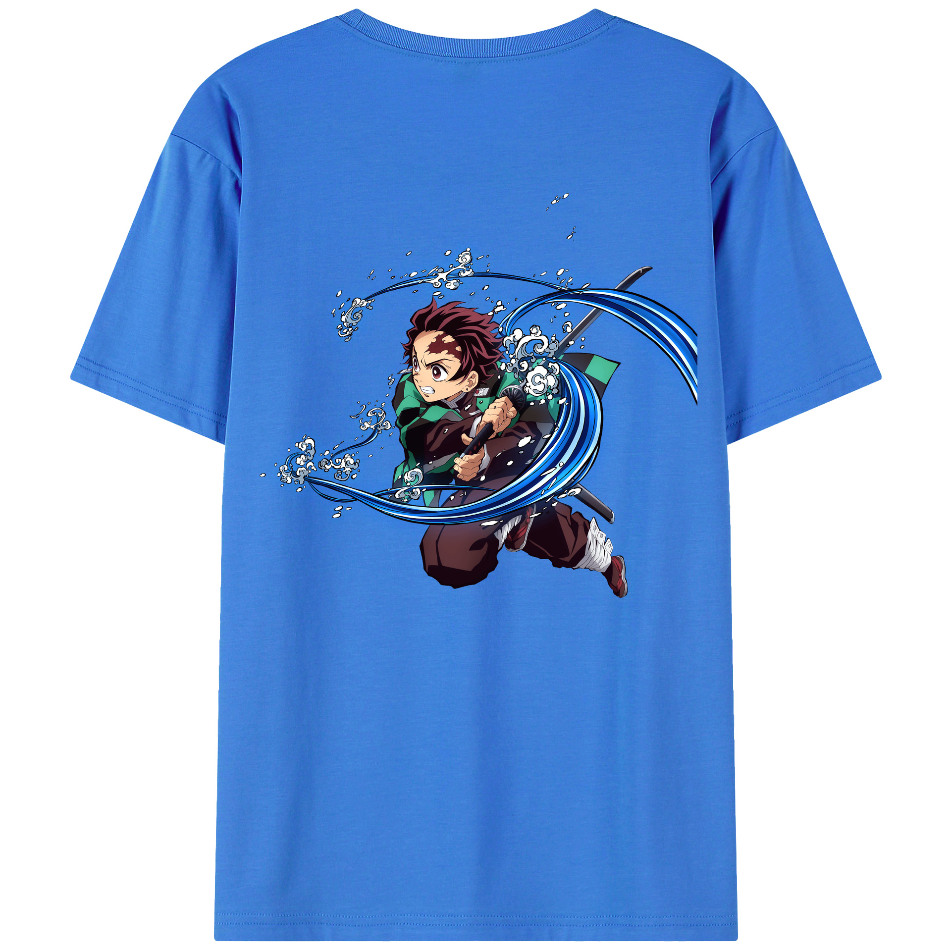 （画像用） 鬼滅の刃 竈門 炭治郎／かまど たんじろう Kamado Tanjirou 綿100％ メンズ半袖Tシャツ（バックプリント） 通気性