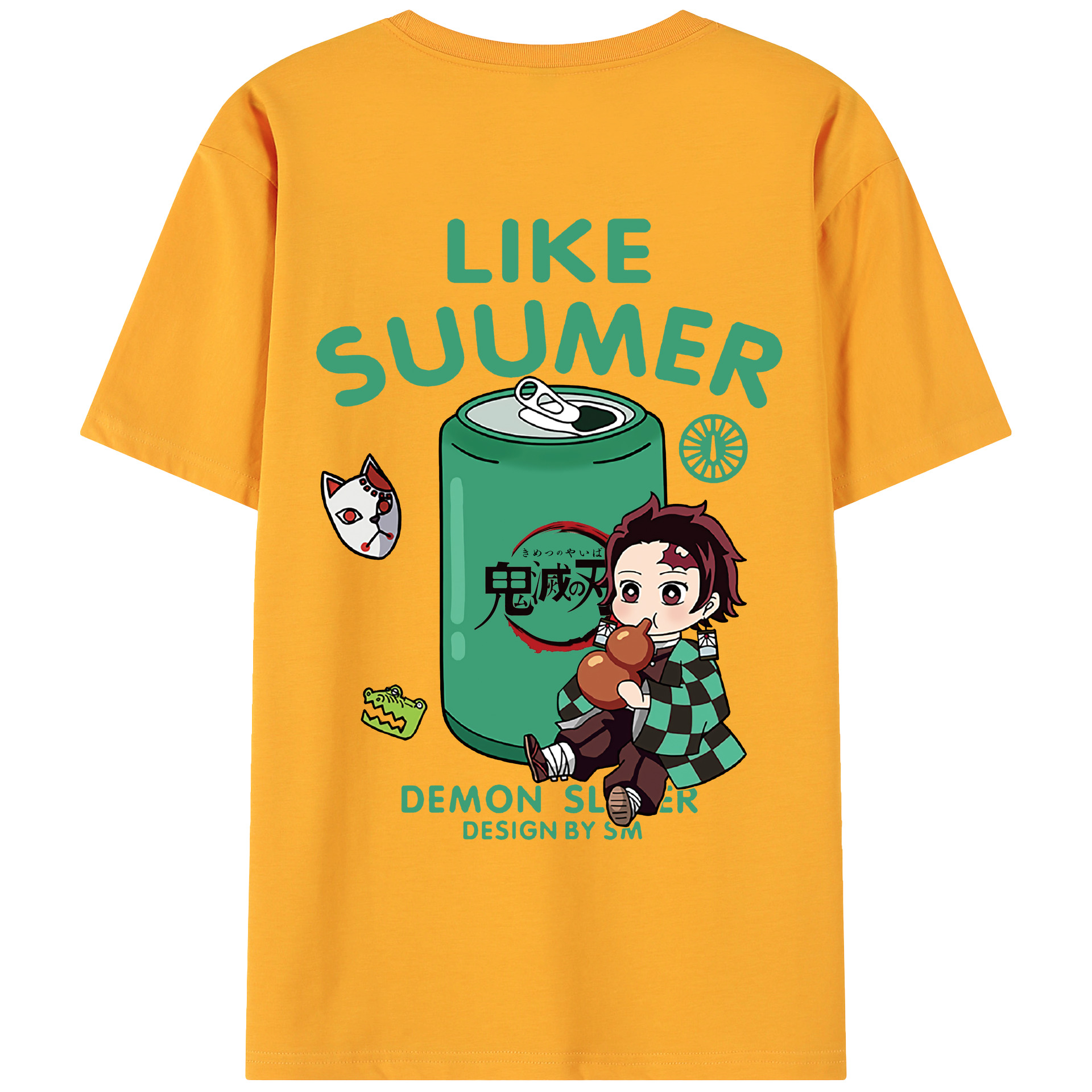 （画像用） 鬼滅の刃 竈門 炭治郎／かまど たんじろう Kamado Tanjirou 綿100％ メンズ半袖Tシャツ（バックプリント） 通気性