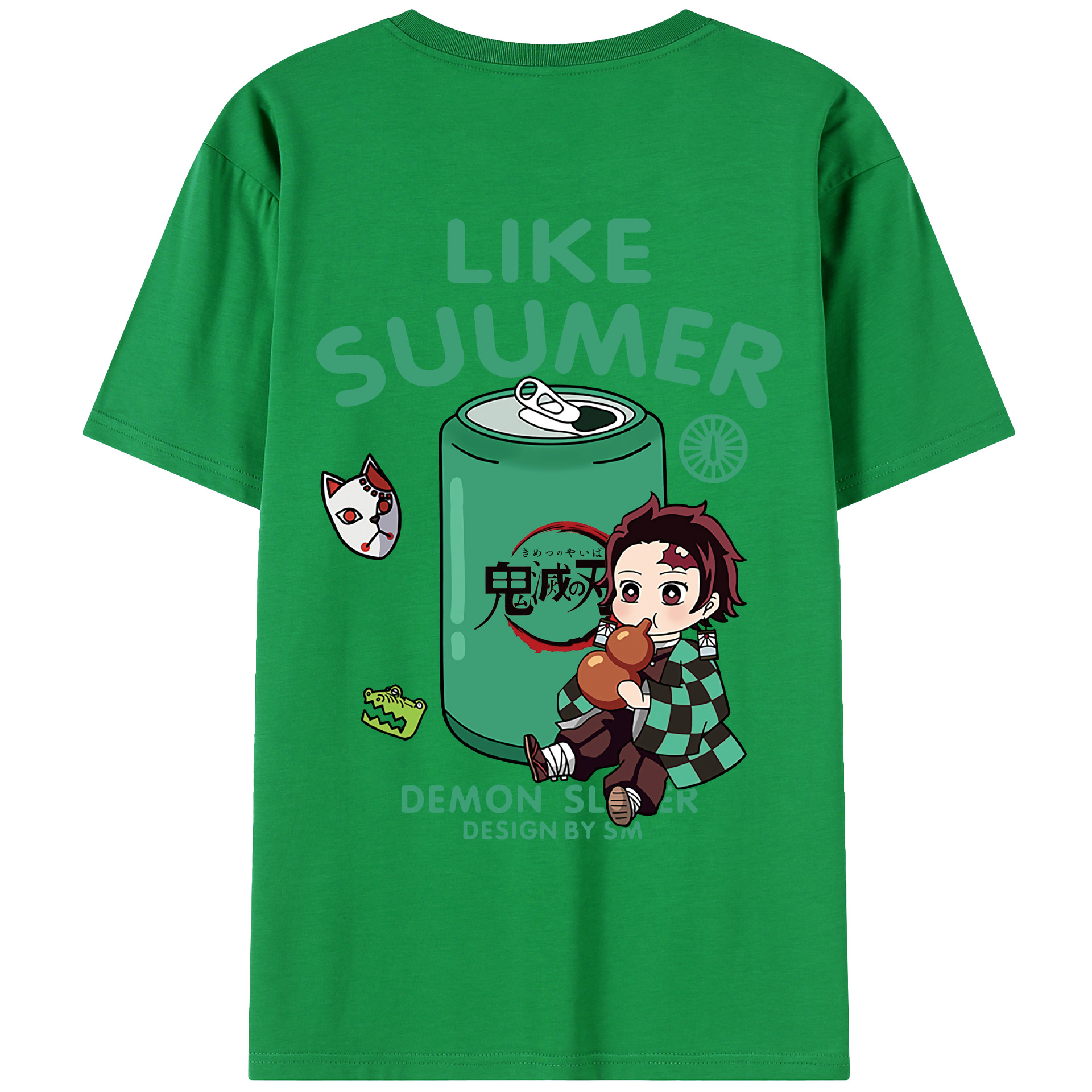 （画像用） 鬼滅の刃 竈門 炭治郎／かまど たんじろう Kamado Tanjirou 綿100％ メンズ半袖Tシャツ（バックプリント） 通気性