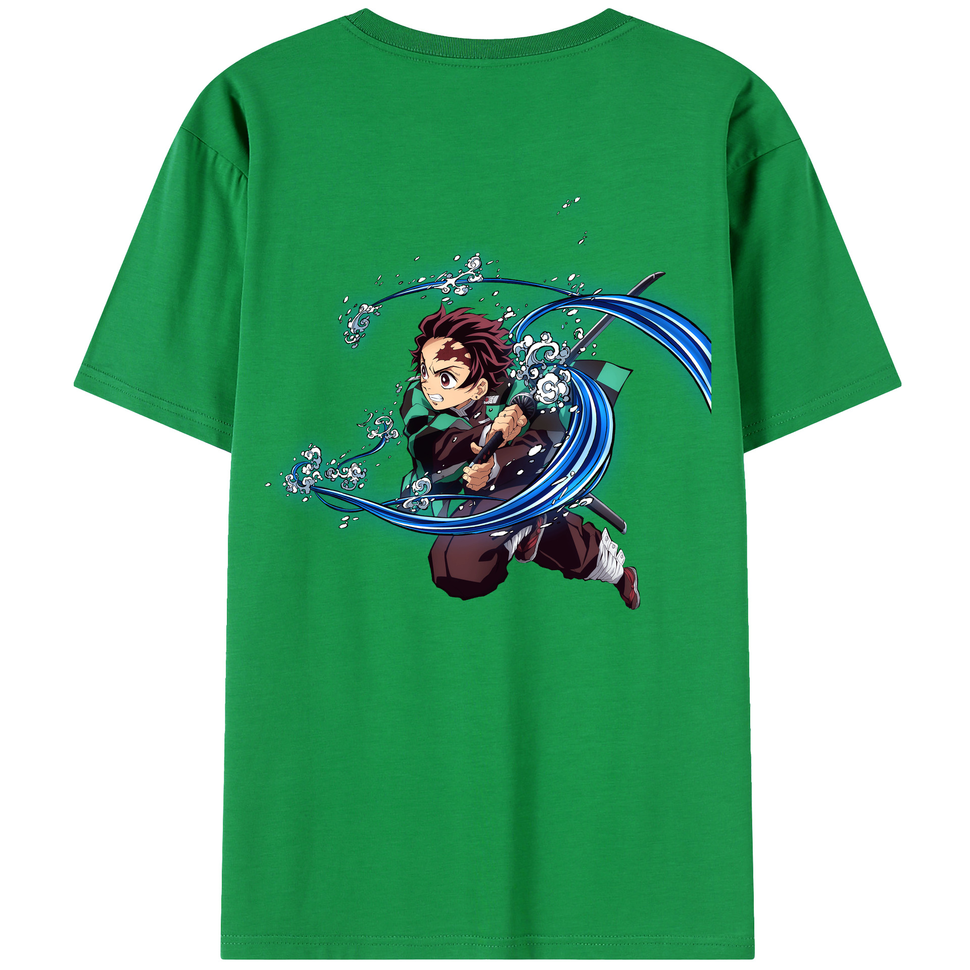 （画像用） 鬼滅の刃 竈門 炭治郎／かまど たんじろう Kamado Tanjirou 綿100％ メンズ半袖Tシャツ（バックプリント） 通気性