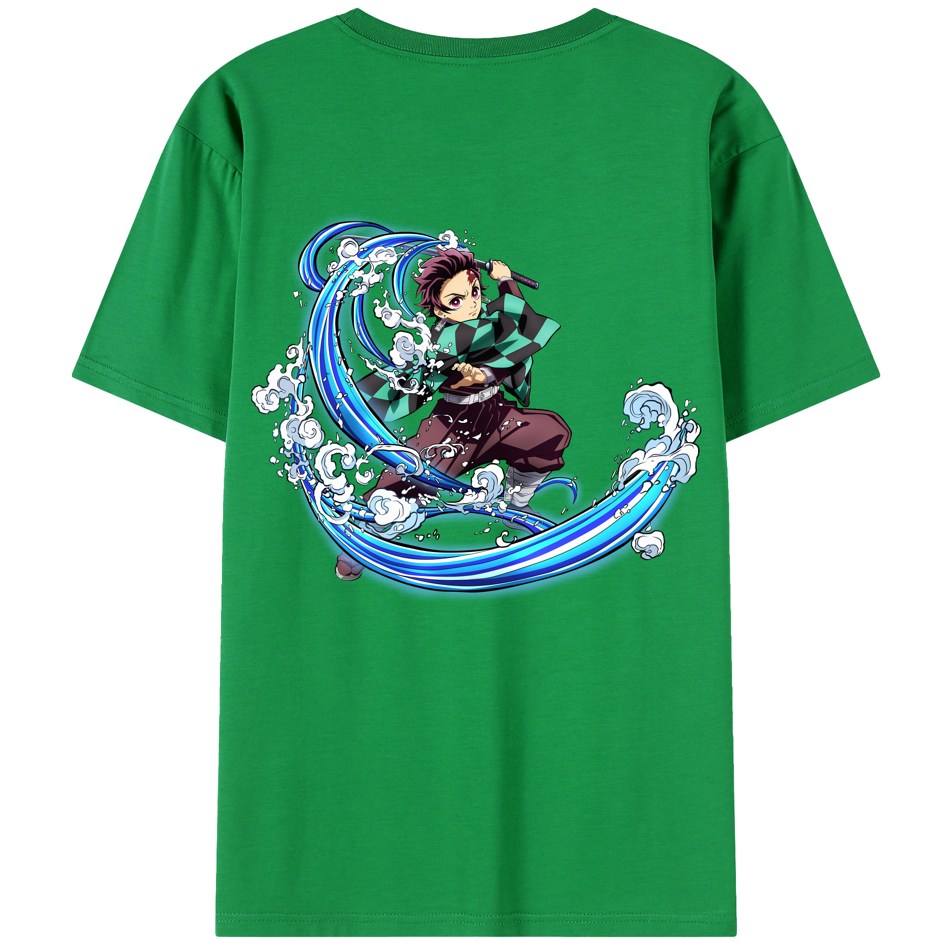 （画像用） 鬼滅の刃 竈門 炭治郎／かまど たんじろう Kamado Tanjirou 綿100％ メンズ半袖Tシャツ（バックプリント） 通気性