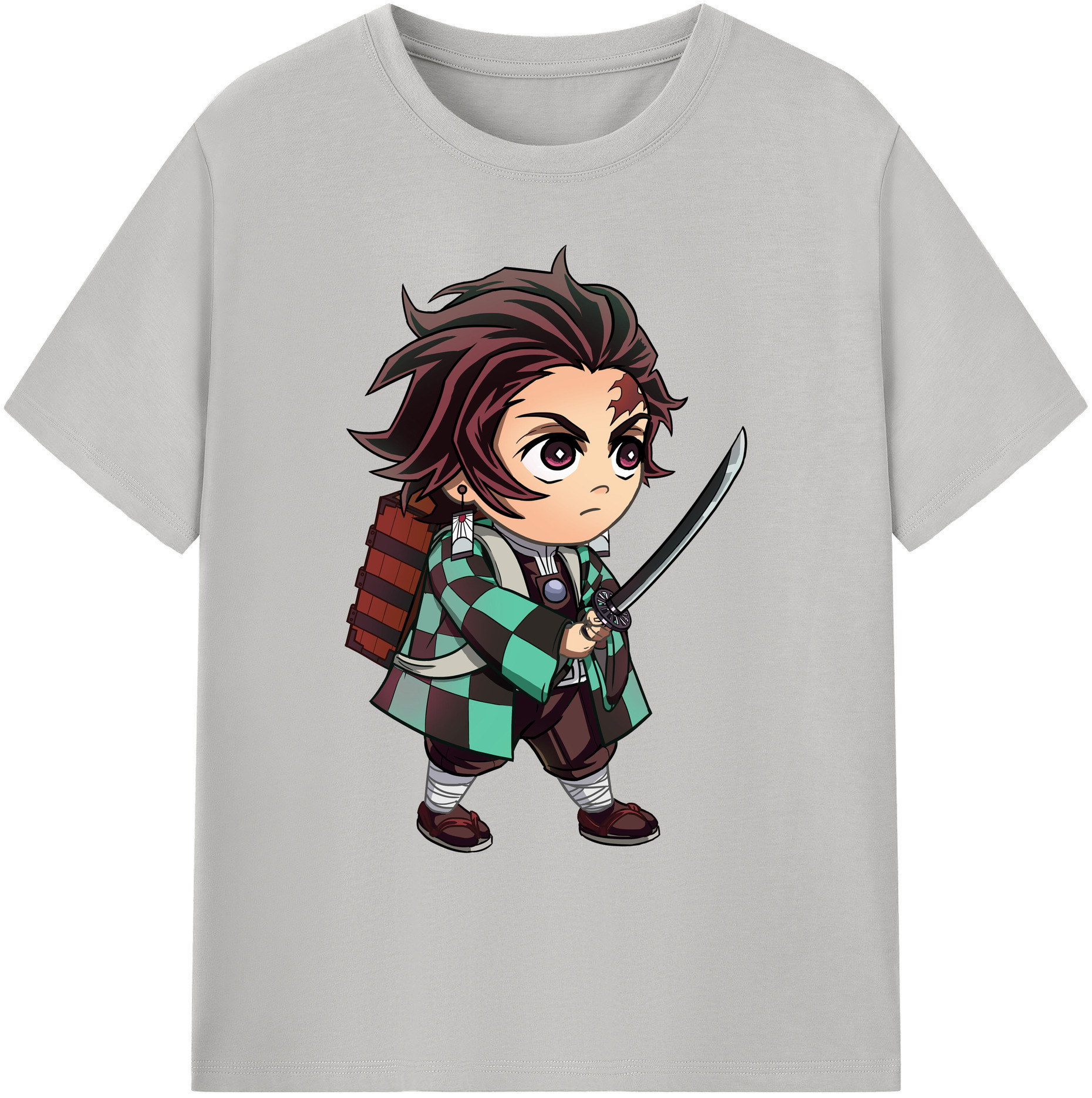 （画像用） 鬼滅の刃 竈門 炭治郎／かまど たんじろう Kamado Tanjirou 綿100％ メンズ半袖Tシャツ｜肌触りやわらか＆通気性