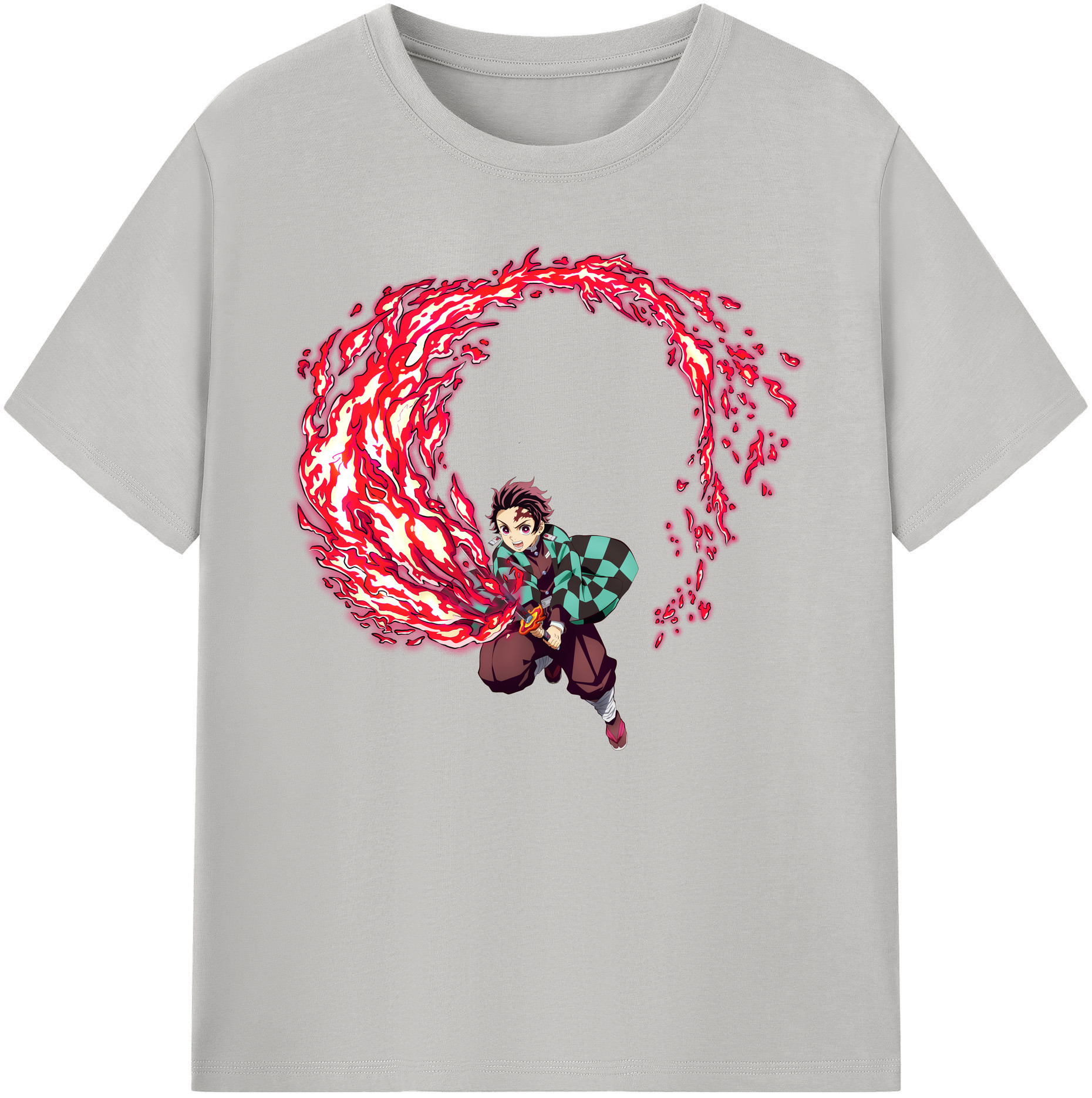 （画像用） 鬼滅の刃 竈門 炭治郎／かまど たんじろう Kamado Tanjirou 綿100％ メンズ半袖Tシャツ｜肌触りやわらか＆通気性