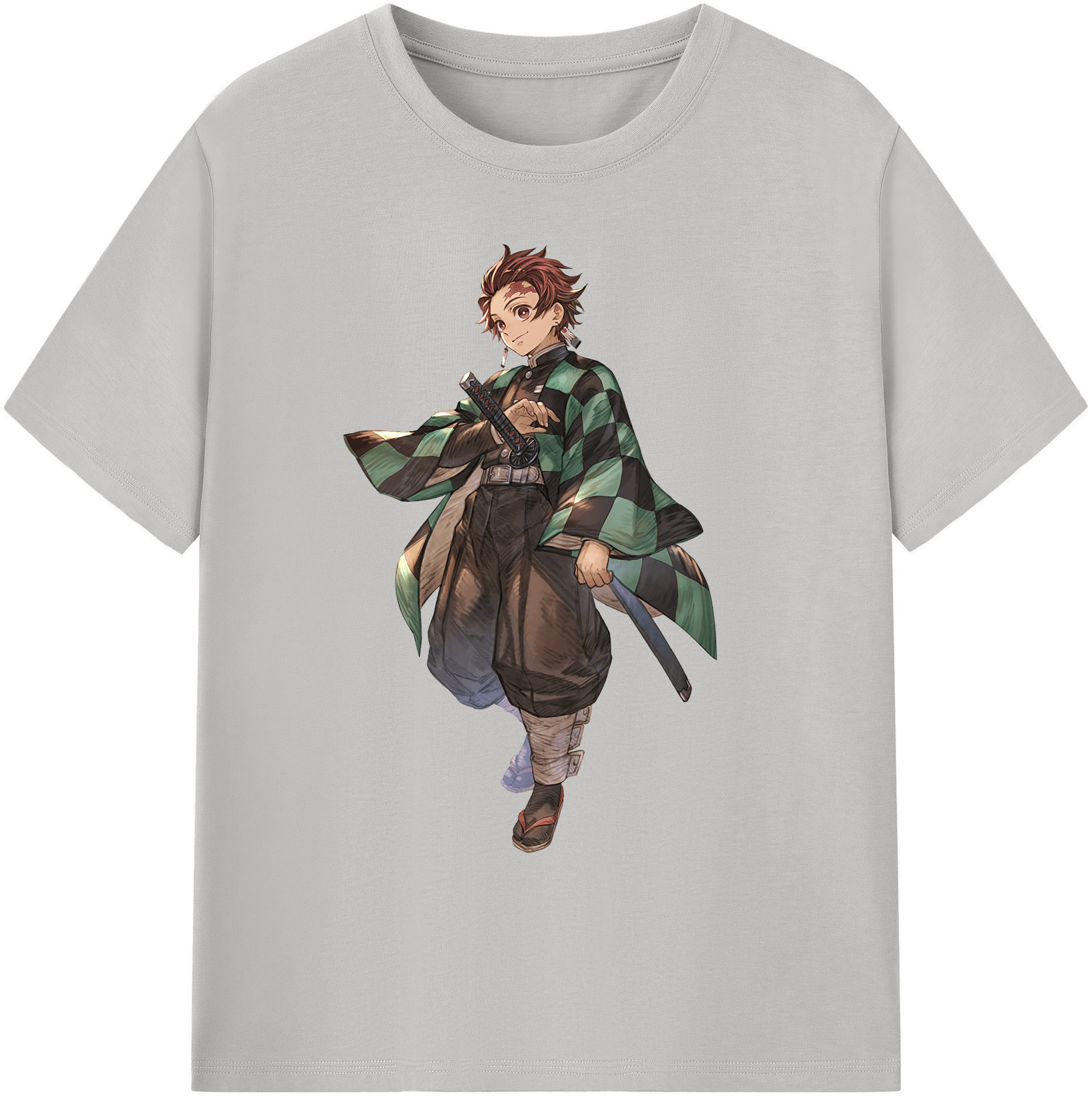 （画像用） 鬼滅の刃 竈門 炭治郎／かまど たんじろう Kamado Tanjirou 綿100％ メンズ半袖Tシャツ｜肌触りやわらか＆通気性