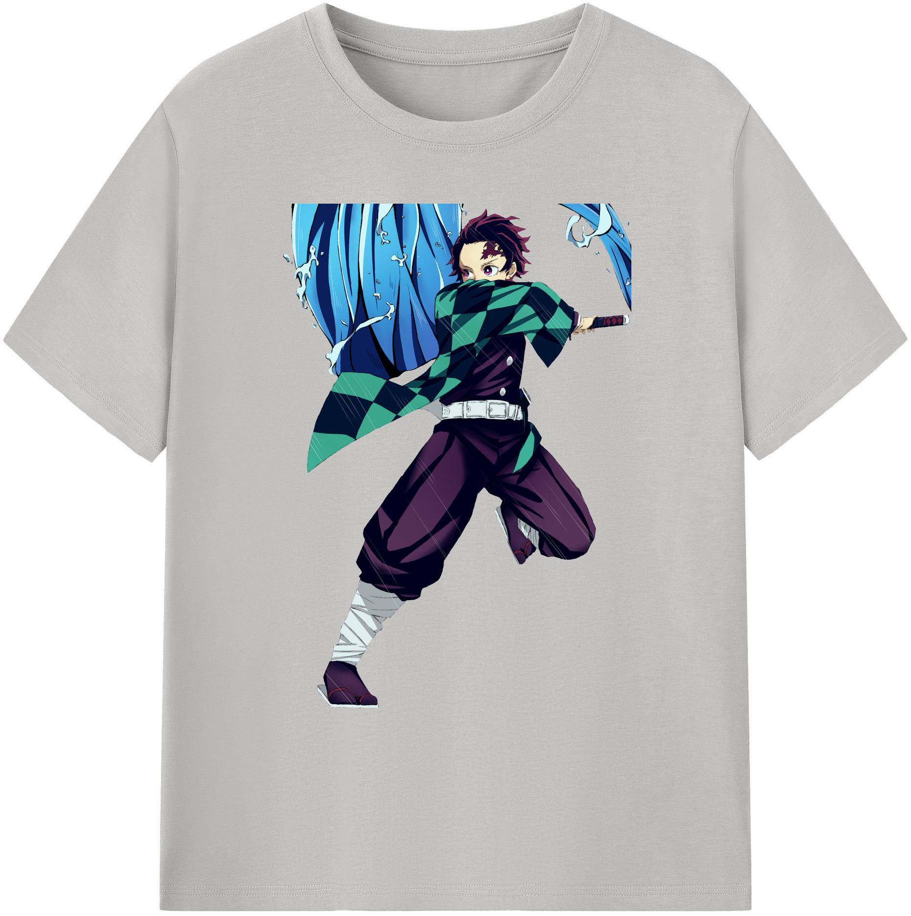 （画像用） 鬼滅の刃 竈門 炭治郎／かまど たんじろう Kamado Tanjirou 綿100％ メンズ半袖Tシャツ｜肌触りやわらか＆通気性