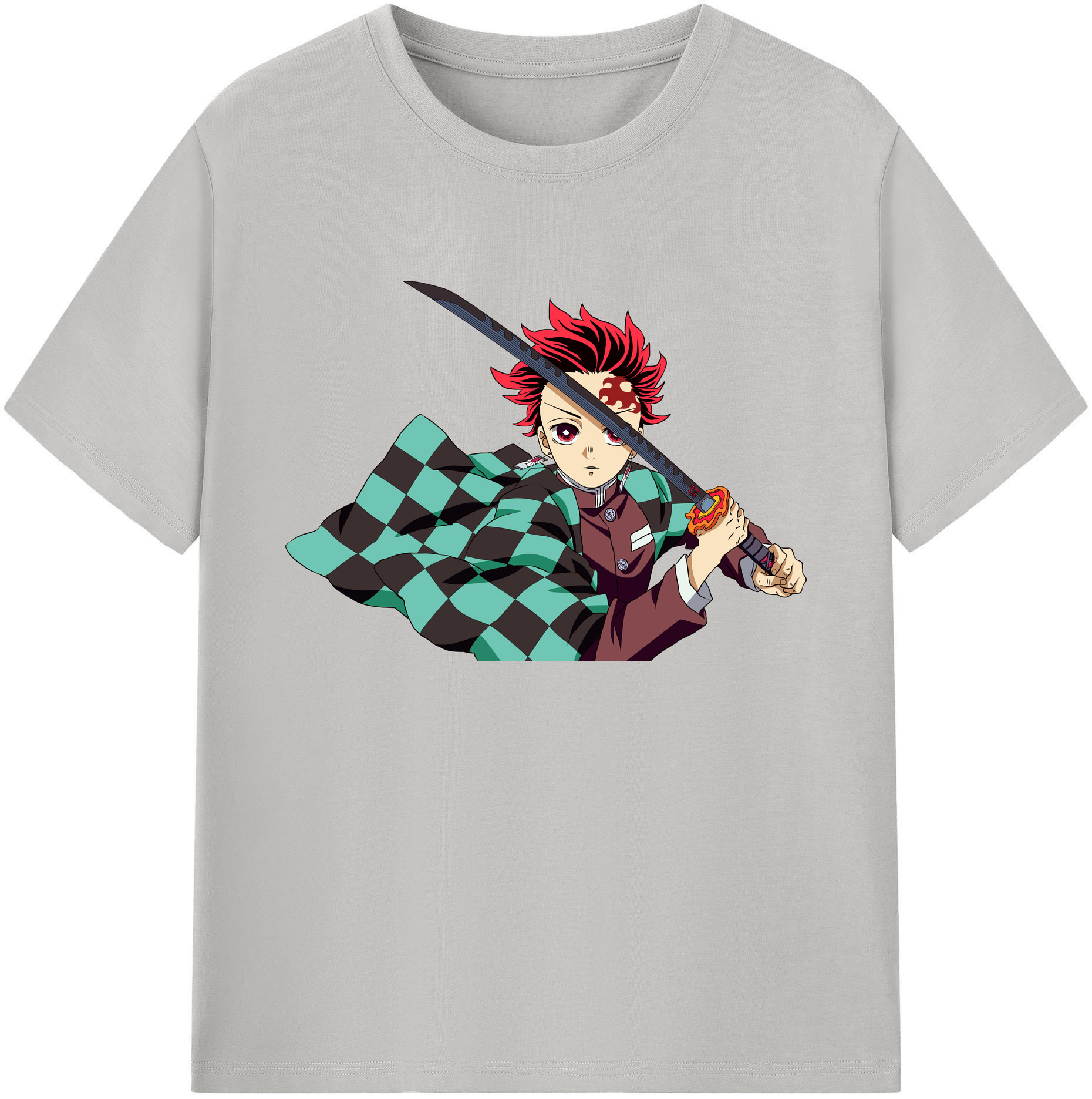 （画像用） 鬼滅の刃 竈門 炭治郎／かまど たんじろう Kamado Tanjirou 綿100％ メンズ半袖Tシャツ｜肌触りやわらか＆通気性
