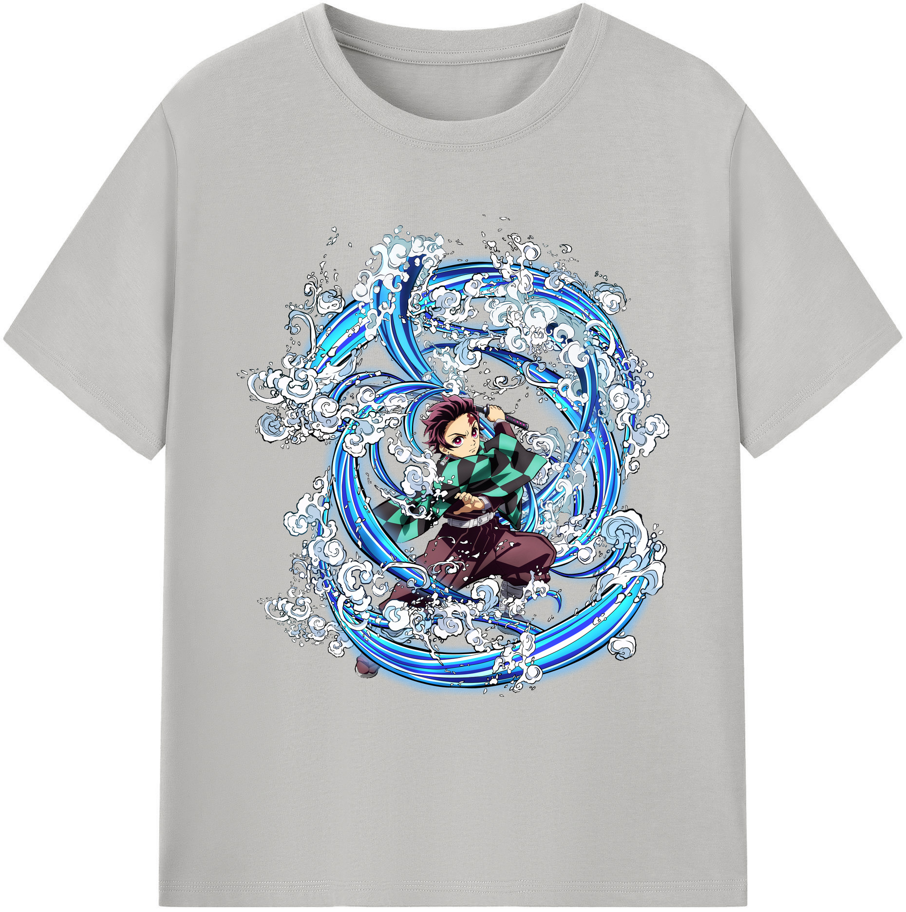 （画像用） 鬼滅の刃 竈門 炭治郎／かまど たんじろう Kamado Tanjirou 綿100％ メンズ半袖Tシャツ｜肌触りやわらか＆通気性