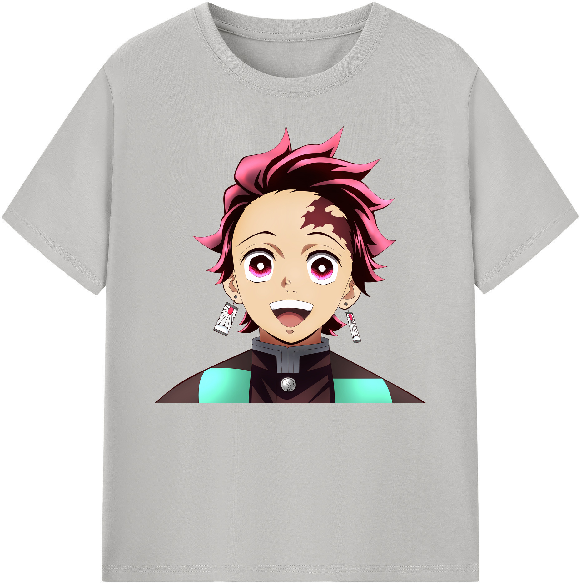 （画像用） 鬼滅の刃 竈門 炭治郎／かまど たんじろう Kamado Tanjirou 綿100％ メンズ半袖Tシャツ｜肌触りやわらか＆通気性