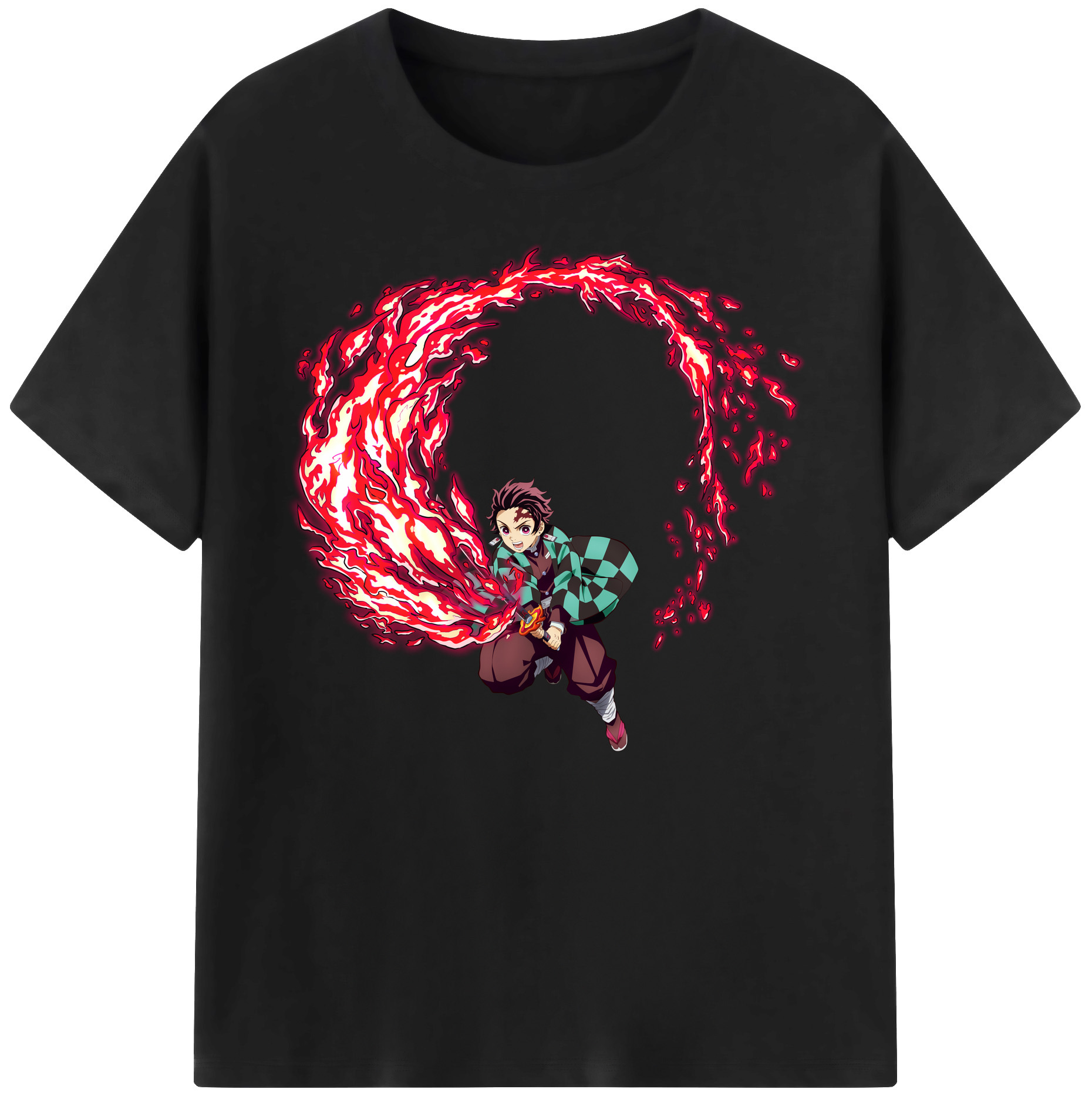 （画像用） 鬼滅の刃 竈門 炭治郎／かまど たんじろう Kamado Tanjirou 綿100％ メンズ半袖Tシャツ｜肌触りやわらか＆通気性