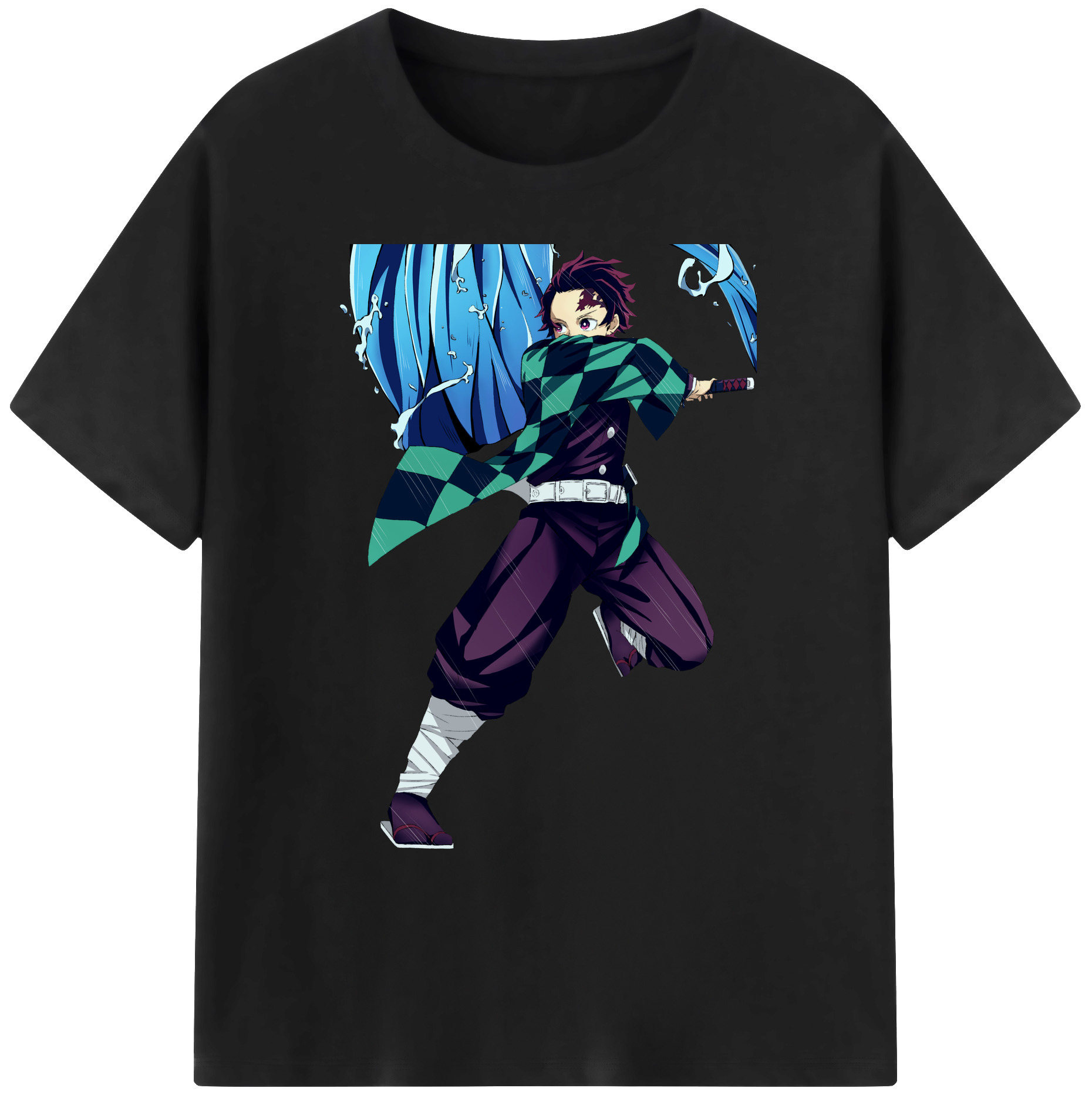 （画像用） 鬼滅の刃 竈門 炭治郎／かまど たんじろう Kamado Tanjirou 綿100％ メンズ半袖Tシャツ｜肌触りやわらか＆通気性