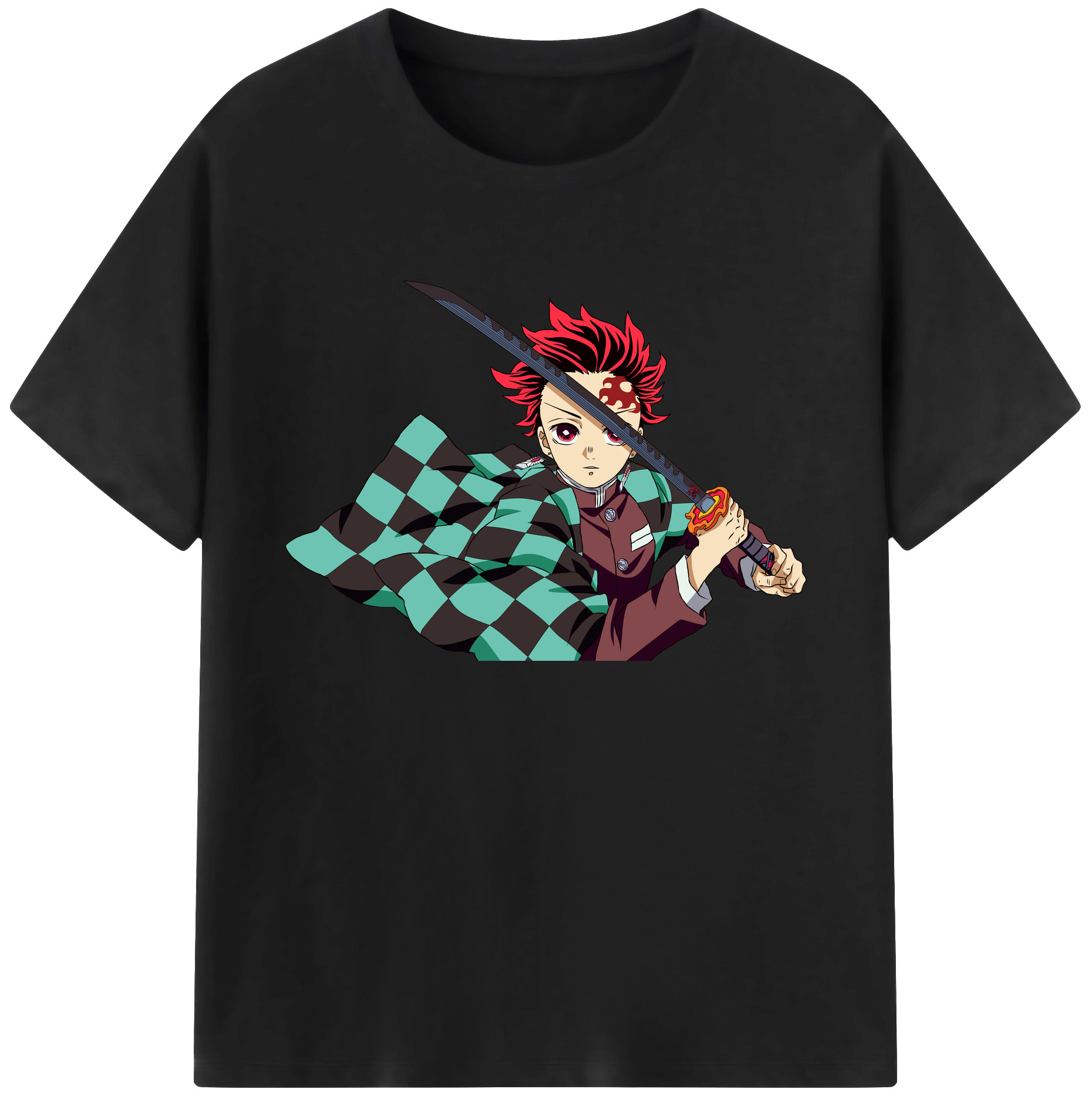 （画像用） 鬼滅の刃 竈門 炭治郎／かまど たんじろう Kamado Tanjirou 綿100％ メンズ半袖Tシャツ｜肌触りやわらか＆通気性