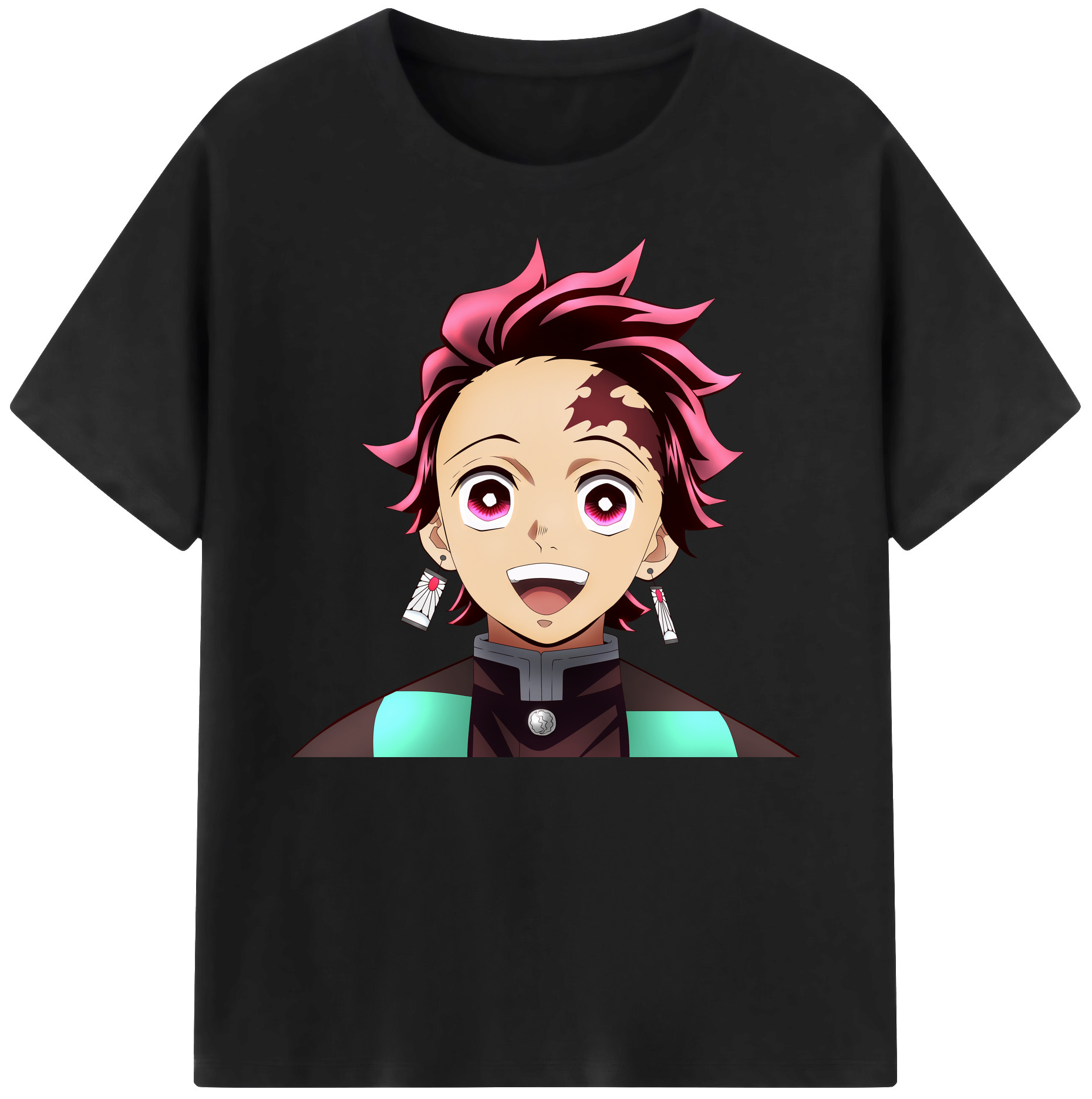 （画像用） 鬼滅の刃 竈門 炭治郎／かまど たんじろう Kamado Tanjirou 綿100％ メンズ半袖Tシャツ｜肌触りやわらか＆通気性
