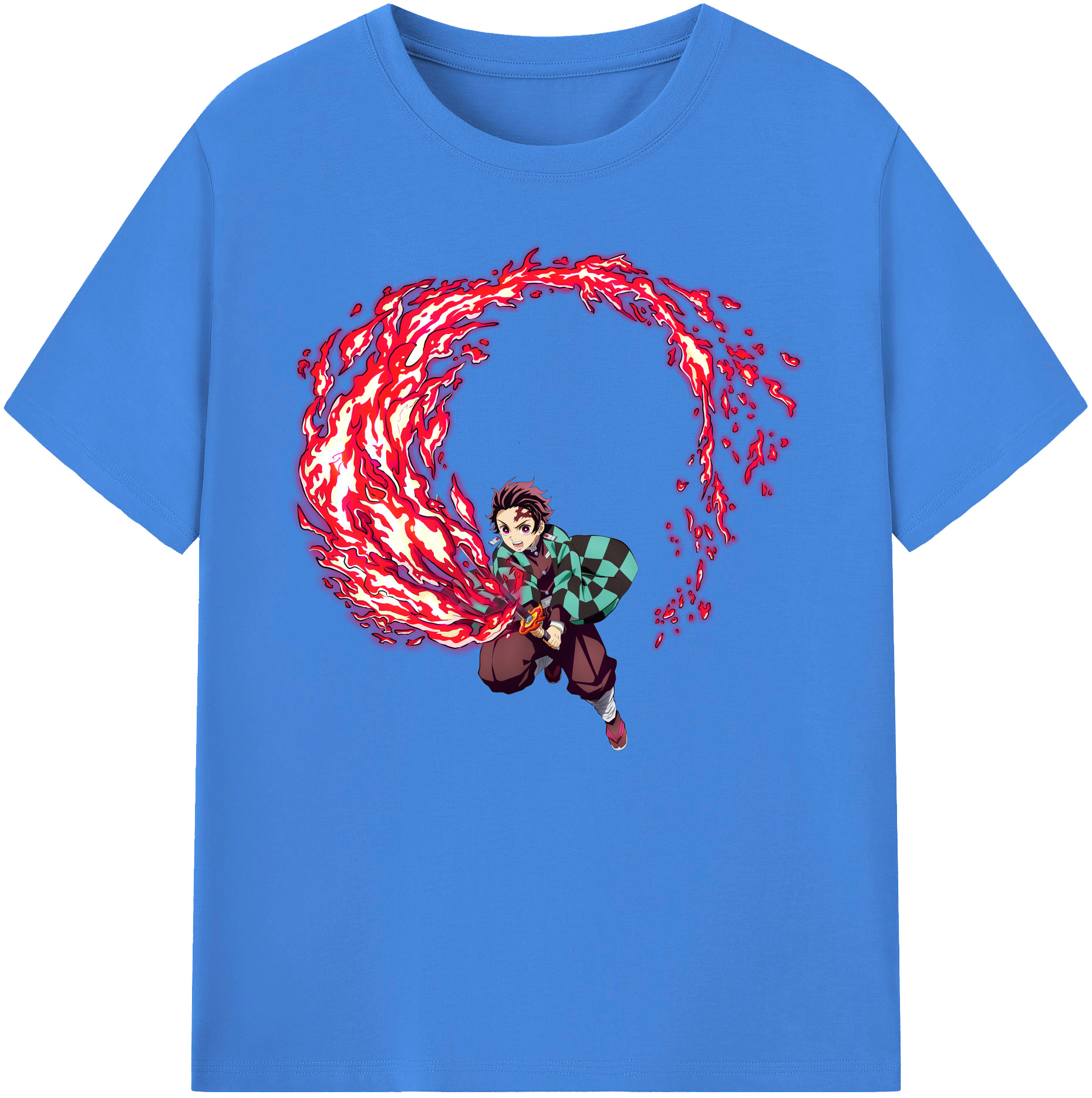 （画像用） 鬼滅の刃 竈門 炭治郎／かまど たんじろう Kamado Tanjirou 綿100％ メンズ半袖Tシャツ｜肌触りやわらか＆通気性